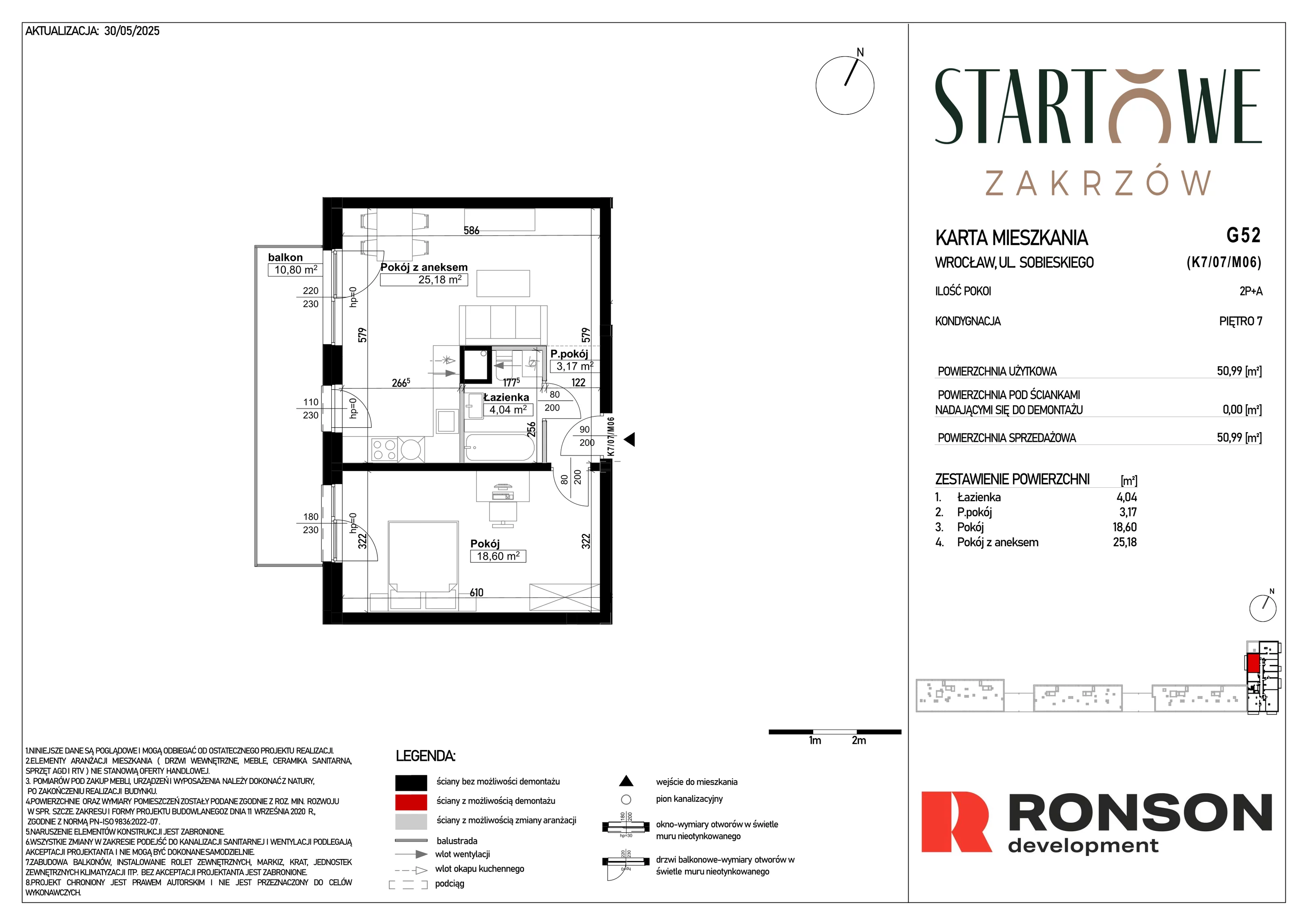 2 pokoje, mieszkanie 50,99 m², piętro 7, oferta nr G52, Osiedle Startowe, Wrocław, Psie Pole-Zawidawie, Zakrzów, ul. Zatorska / al. Sobieskiego