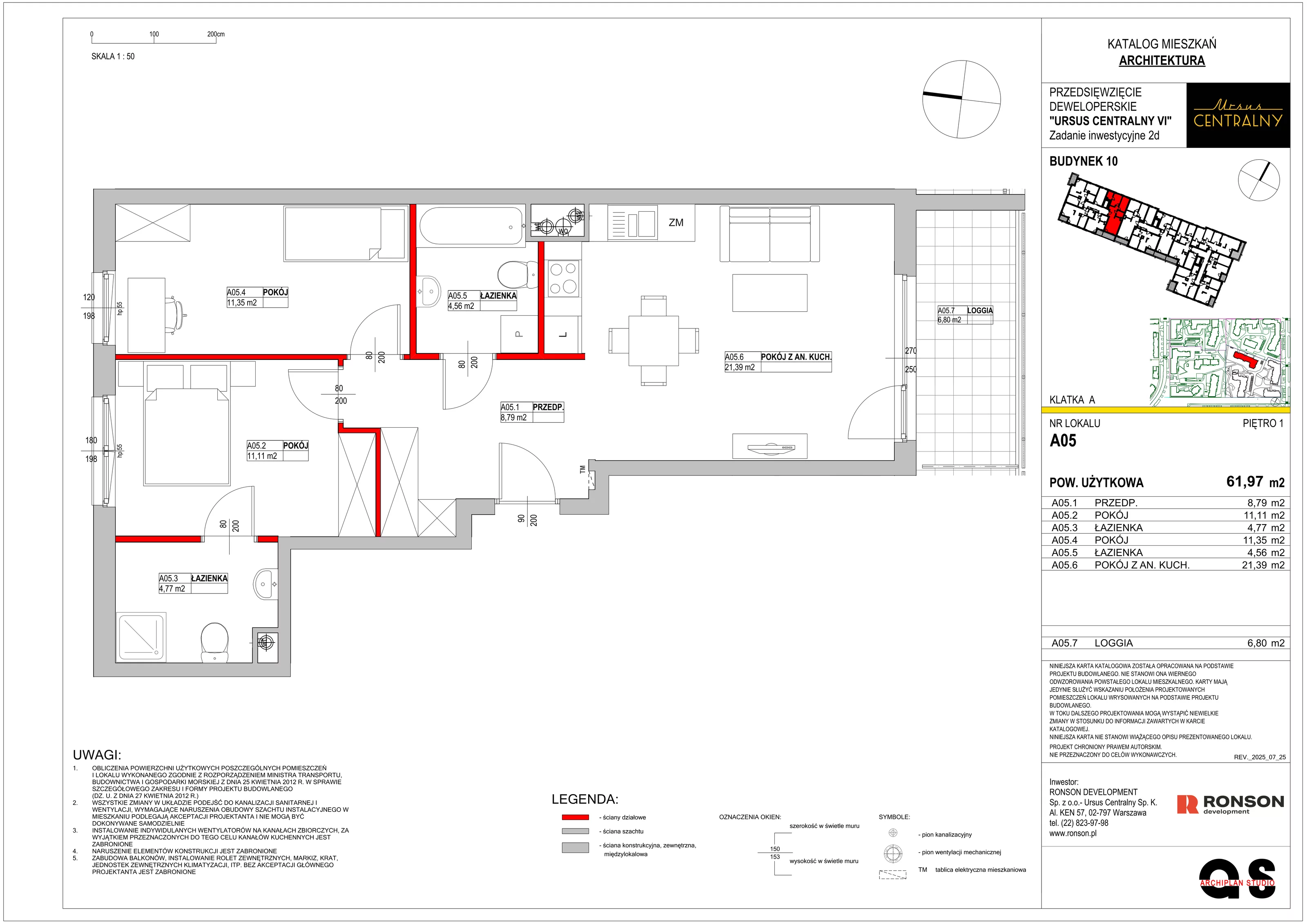 3 pokoje, mieszkanie 62,68 m², piętro 1, oferta nr 10A05, Ursus Centralny, Warszawa, Ursus, Szamoty, ul. Kazimierza Gierdziejewskiego