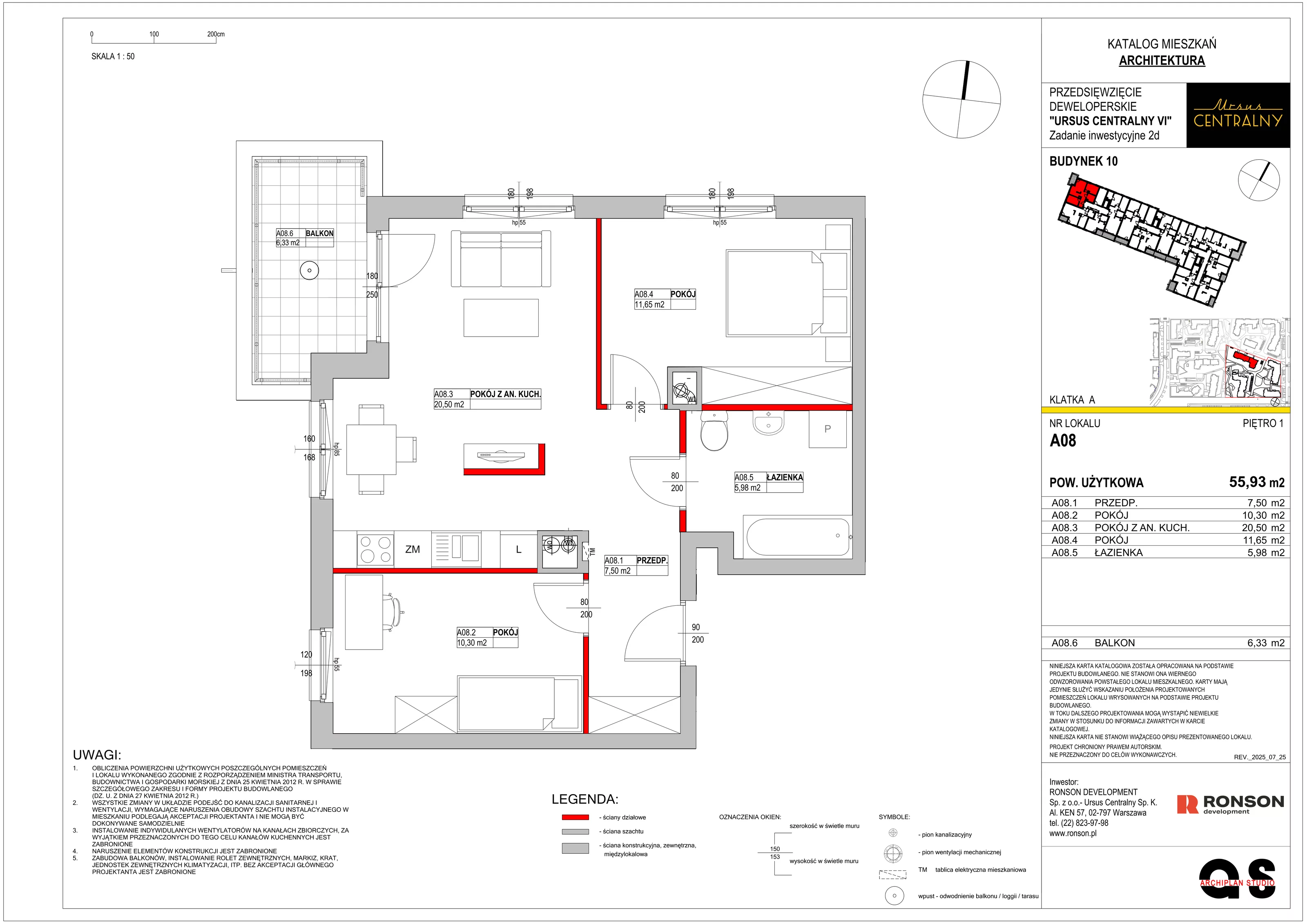 3 pokoje, mieszkanie 56,88 m², piętro 1, oferta nr 10A08, Ursus Centralny, Warszawa, Ursus, Szamoty, ul. Kazimierza Gierdziejewskiego
