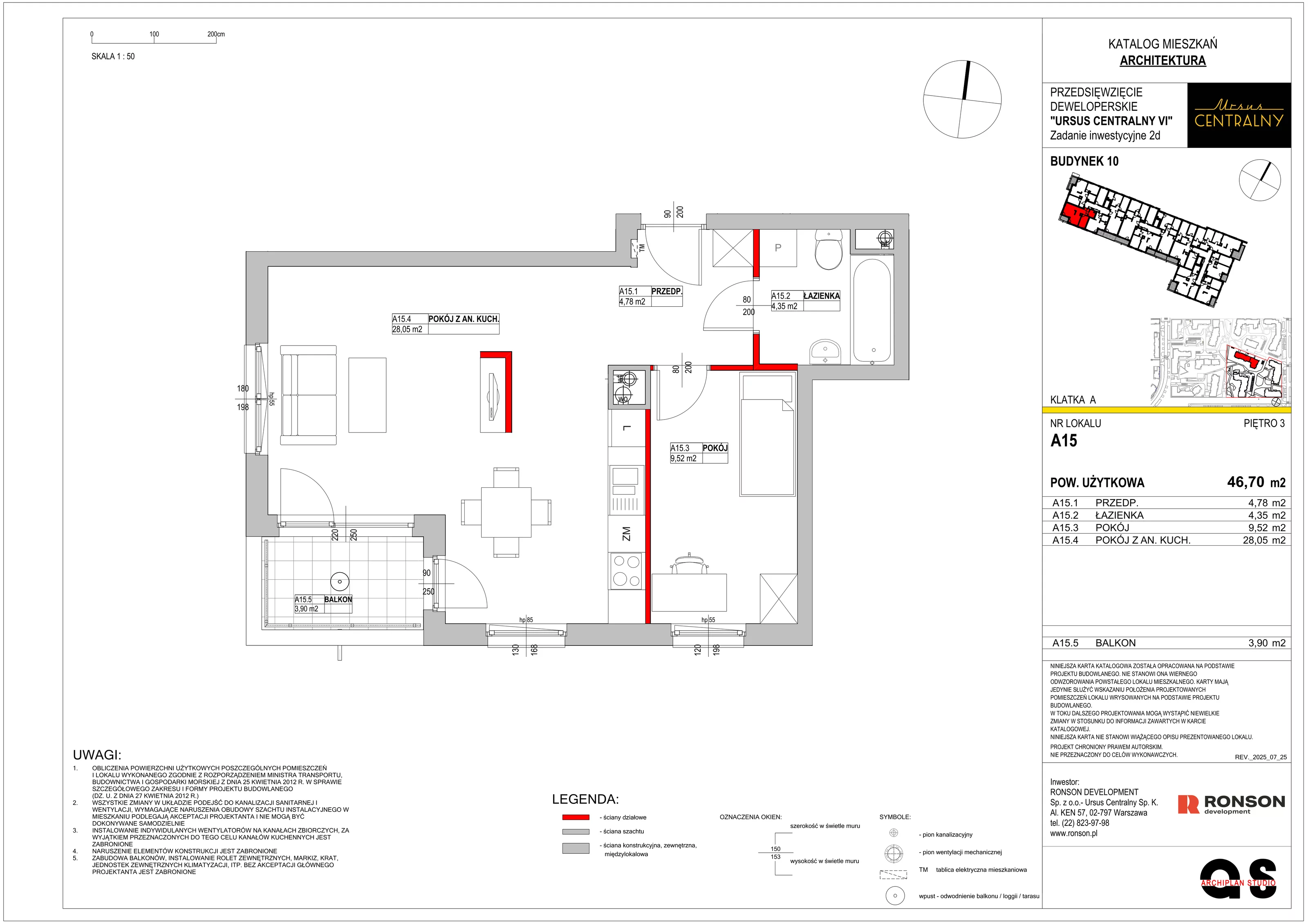 2 pokoje, mieszkanie 47,26 m², piętro 3, oferta nr 10A15, Ursus Centralny, Warszawa, Ursus, Szamoty, ul. Kazimierza Gierdziejewskiego