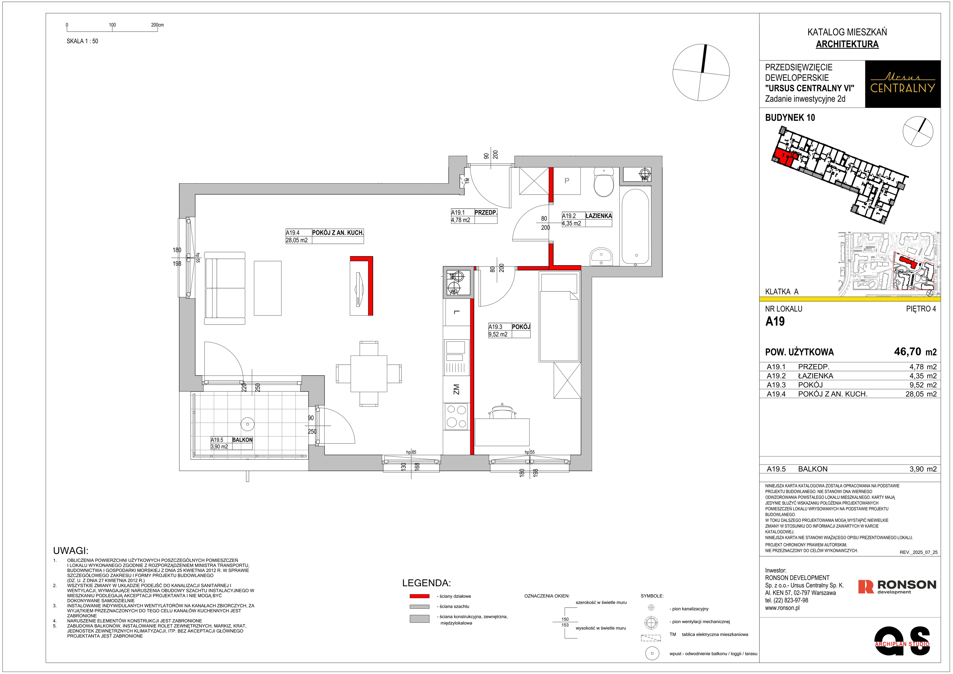 2 pokoje, mieszkanie 47,26 m², piętro 4, oferta nr 10A19, Ursus Centralny, Warszawa, Ursus, Szamoty, ul. Kazimierza Gierdziejewskiego