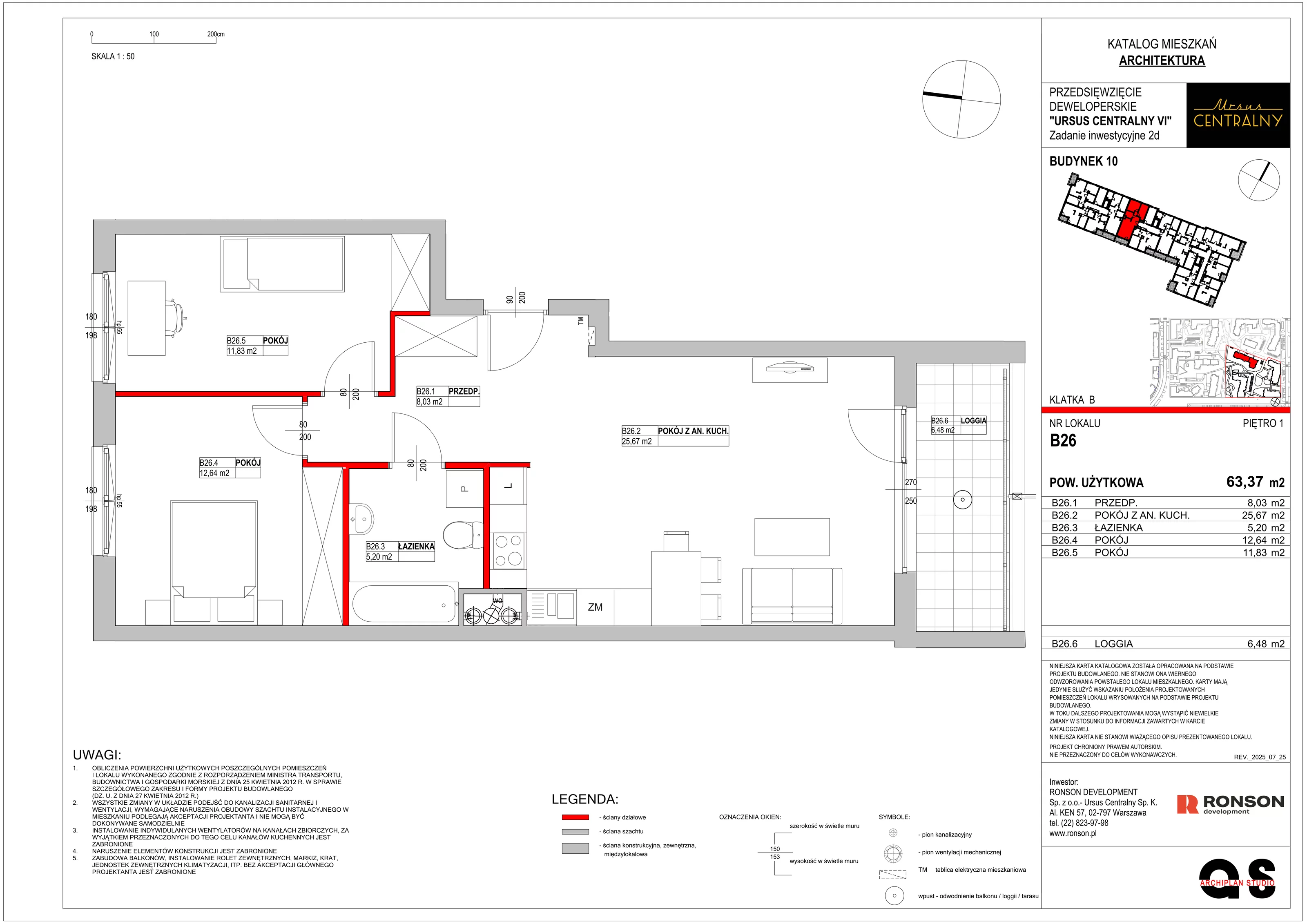 3 pokoje, mieszkanie 64,05 m², piętro 1, oferta nr 10B26, Ursus Centralny, Warszawa, Ursus, Szamoty, ul. Kazimierza Gierdziejewskiego