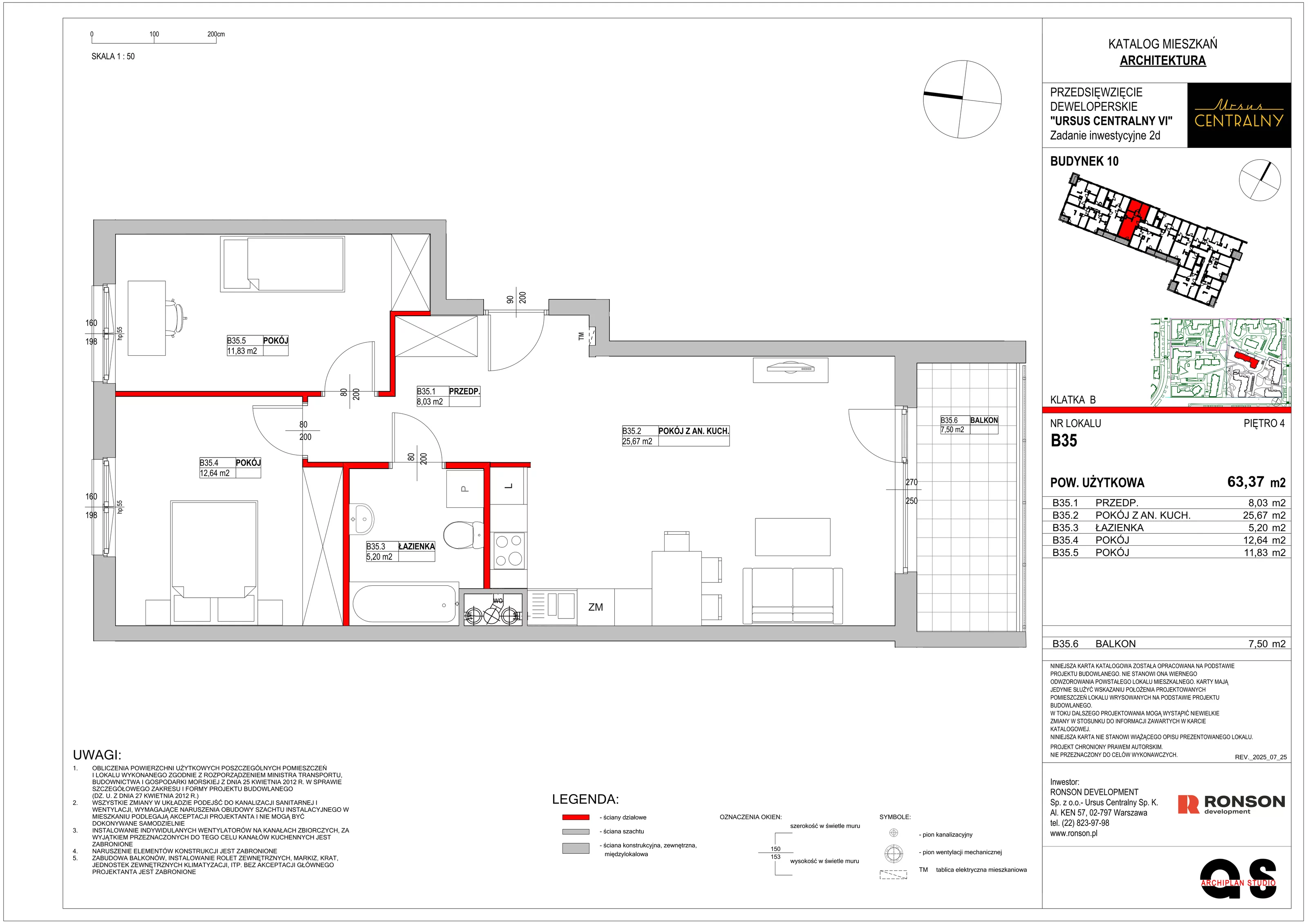 3 pokoje, mieszkanie 64,05 m², piętro 4, oferta nr 10B35, Ursus Centralny, Warszawa, Ursus, Szamoty, ul. Kazimierza Gierdziejewskiego