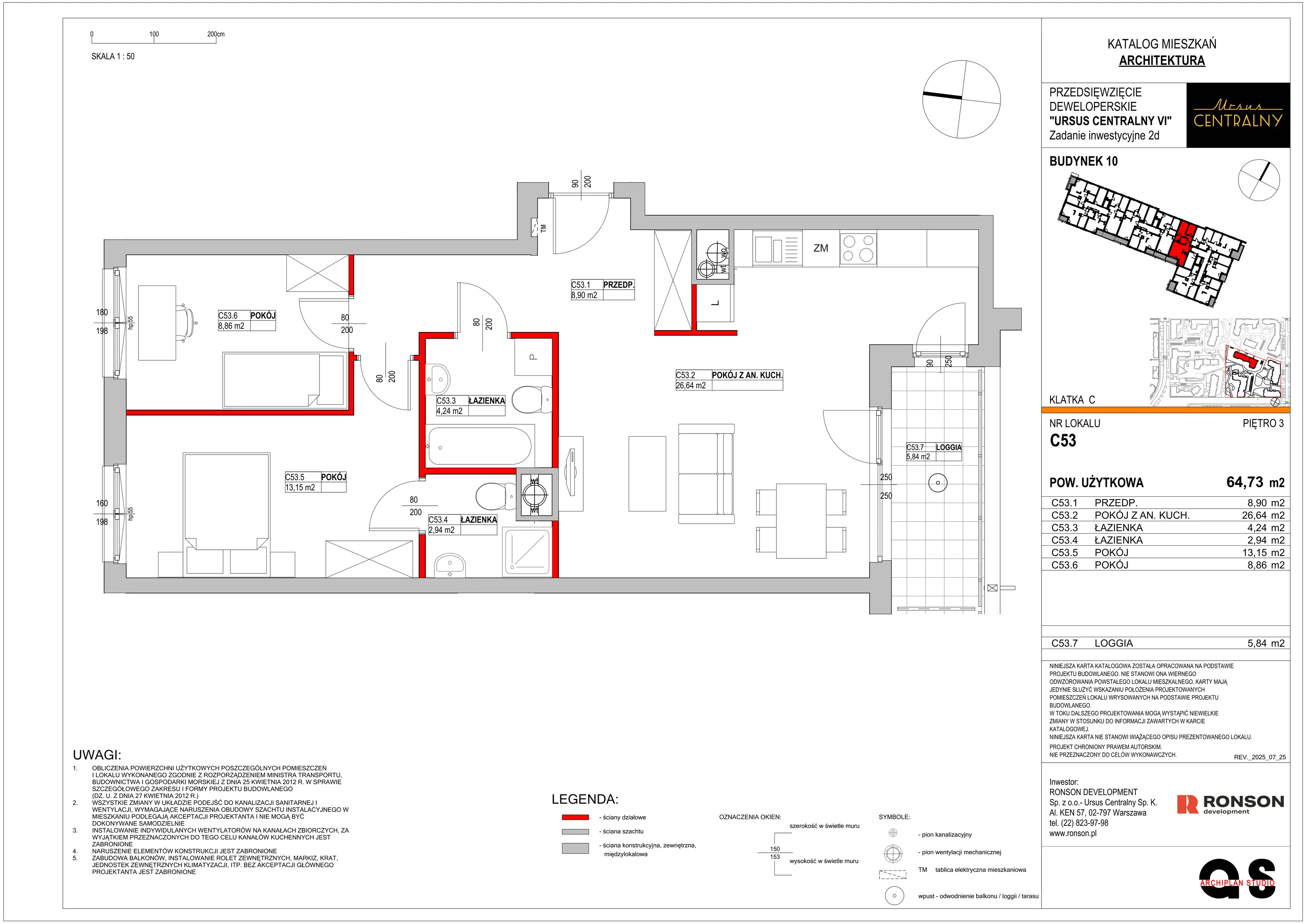 3 pokoje, mieszkanie 65,48 m², piętro 3, oferta nr 10C53, Ursus Centralny, Warszawa, Ursus, Szamoty, ul. Kazimierza Gierdziejewskiego