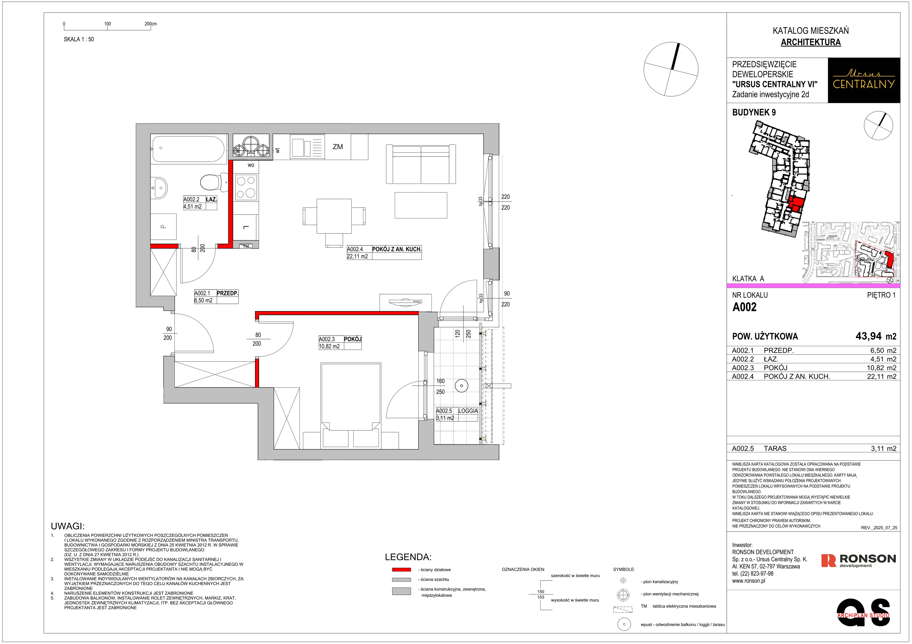 2 pokoje, mieszkanie 44,37 m², piętro 1, oferta nr 9A002, Ursus Centralny, Warszawa, Ursus, Szamoty, ul. Kazimierza Gierdziejewskiego