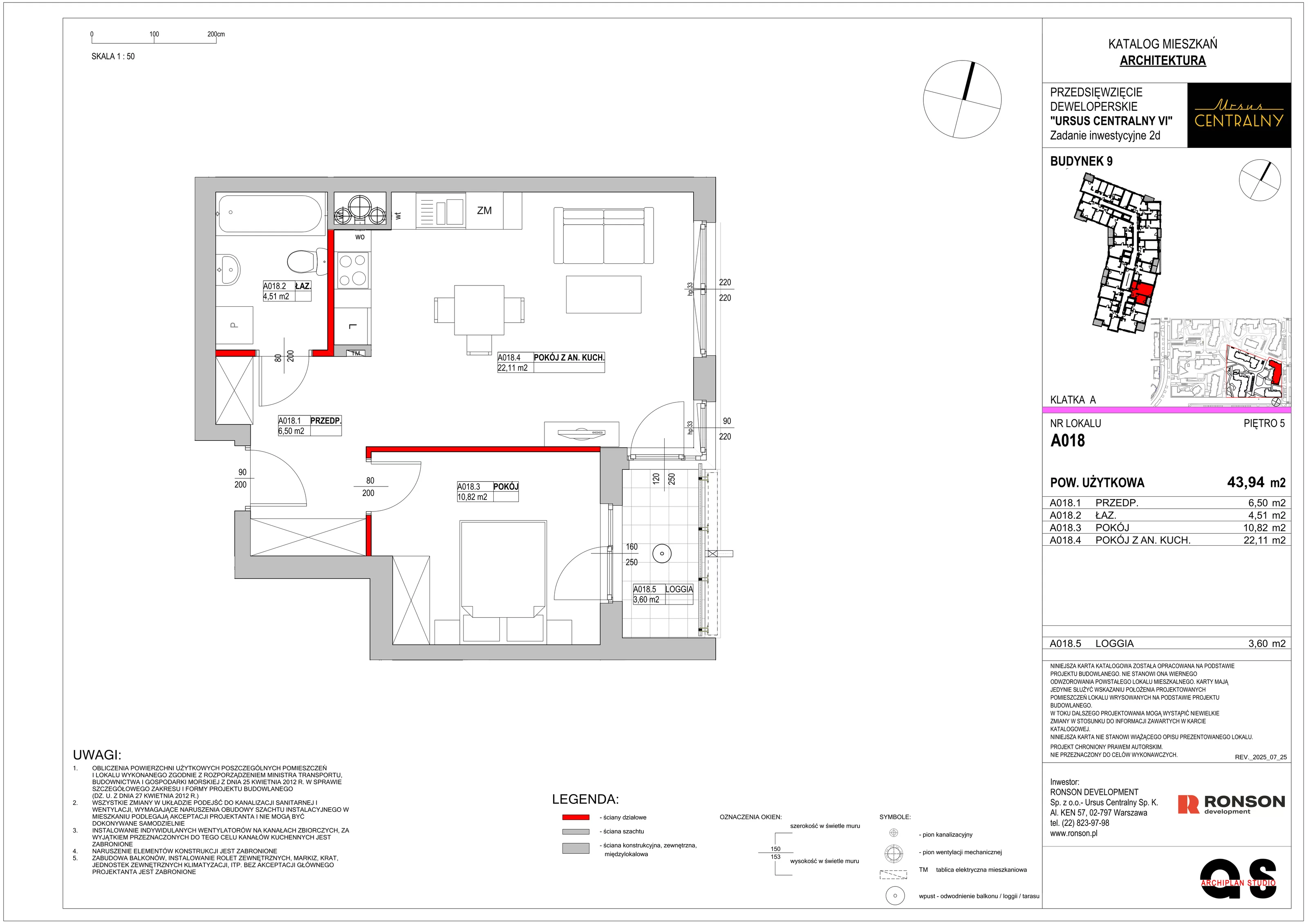 2 pokoje, mieszkanie 44,37 m², piętro 5, oferta nr 9A018, Ursus Centralny, Warszawa, Ursus, Szamoty, ul. Kazimierza Gierdziejewskiego