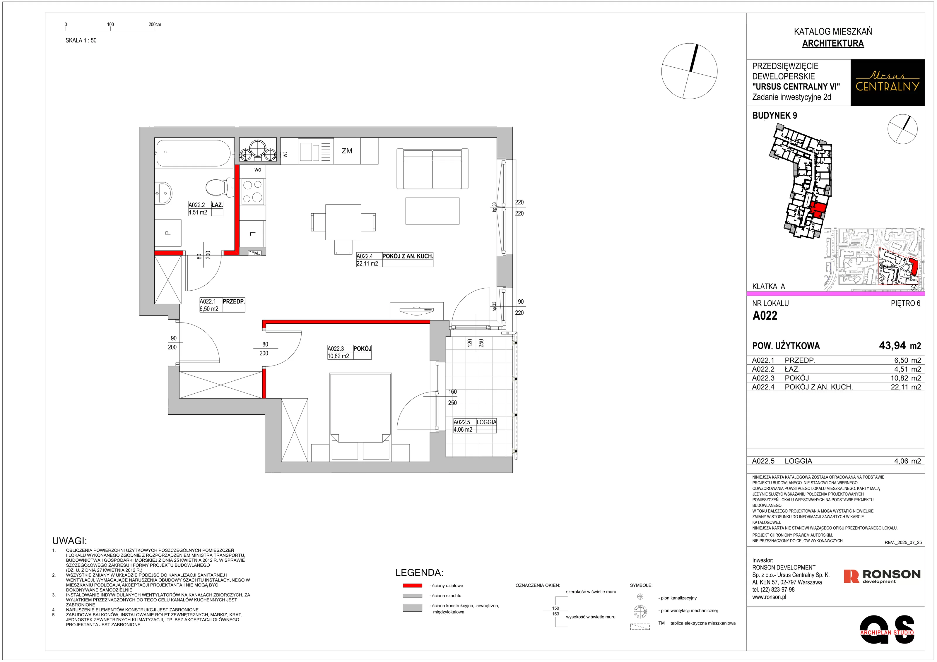 2 pokoje, mieszkanie 44,37 m², piętro 6, oferta nr 9A022, Ursus Centralny, Warszawa, Ursus, Szamoty, ul. Kazimierza Gierdziejewskiego