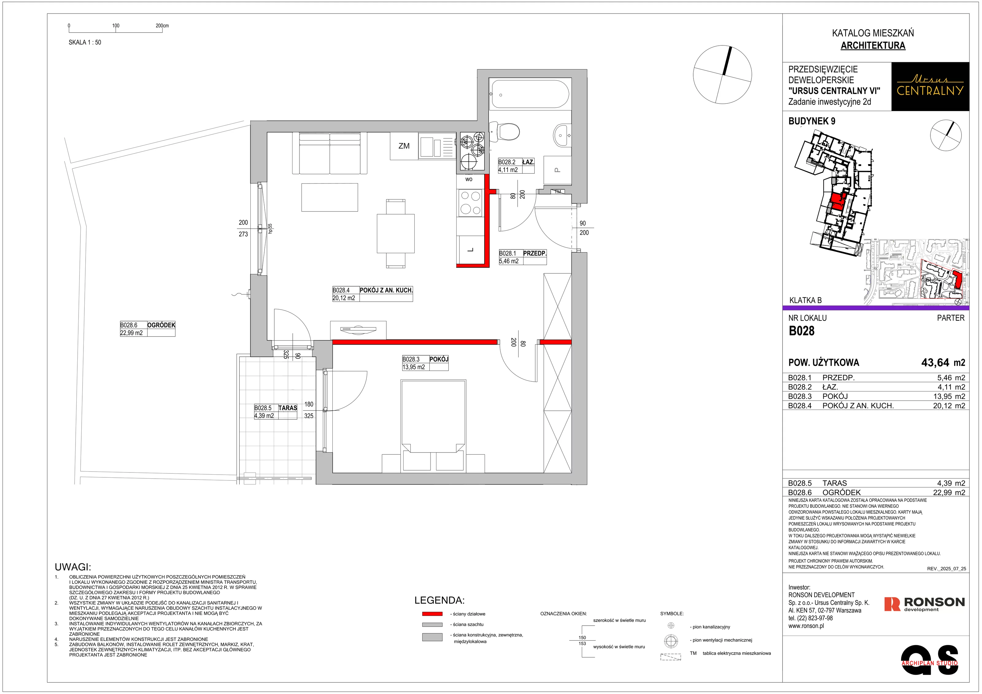 2 pokoje, mieszkanie 44,36 m², parter, oferta nr 9B028, Ursus Centralny, Warszawa, Ursus, Szamoty, ul. Kazimierza Gierdziejewskiego
