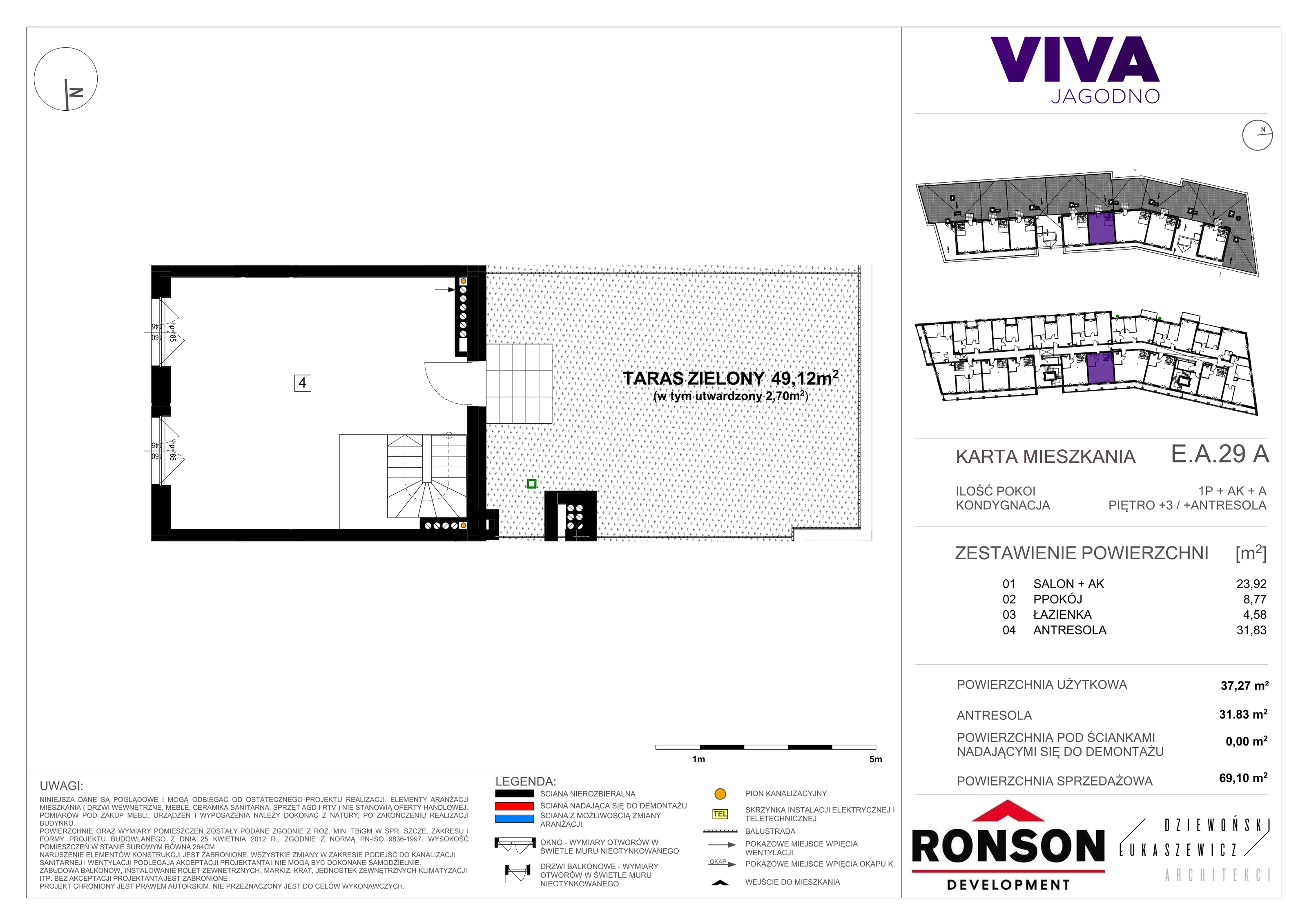 1 pokój, mieszkanie 69,54 m², piętro 3, oferta nr EA_29, Viva Jagodno 3, Wrocław, Jagodno, Krzyki, ul. Kajdasza