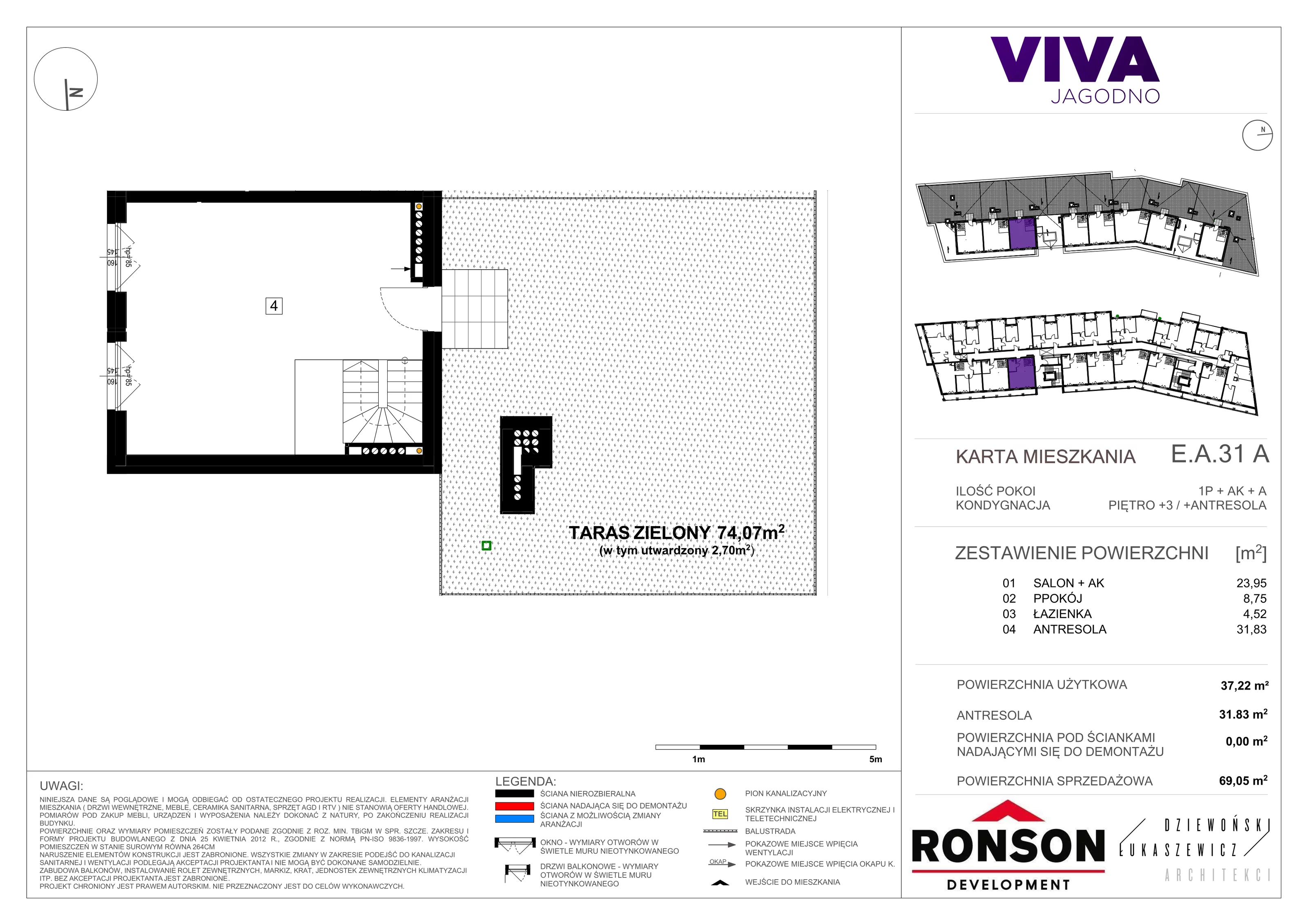 1 pokój, mieszkanie 69,59 m², piętro 3, oferta nr EA_31, Viva Jagodno 3, Wrocław, Jagodno, Krzyki, ul. Kajdasza