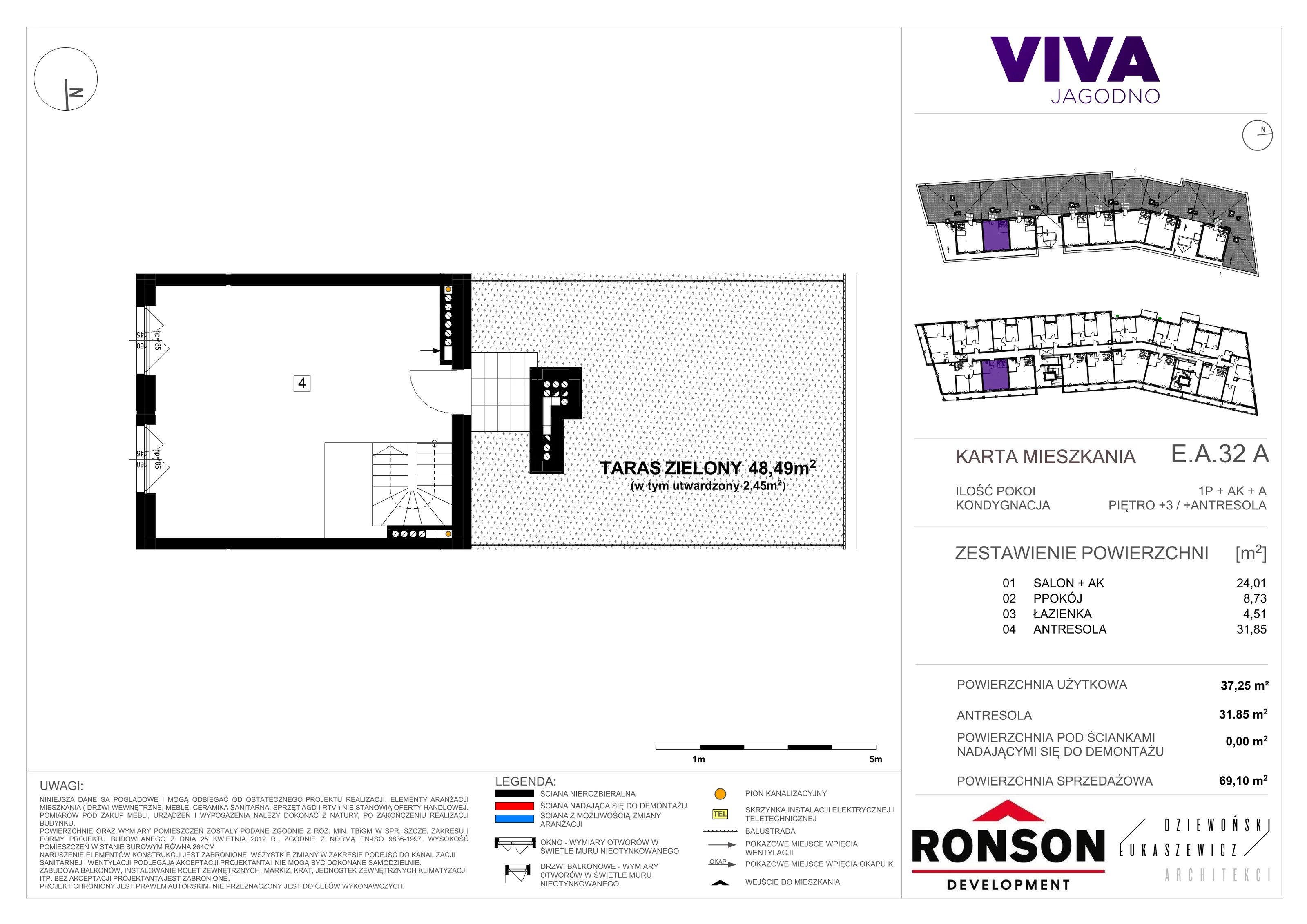 1 pokój, mieszkanie 69,56 m², piętro 3, oferta nr EA_32, Viva Jagodno 3, Wrocław, Jagodno, Krzyki, ul. Kajdasza