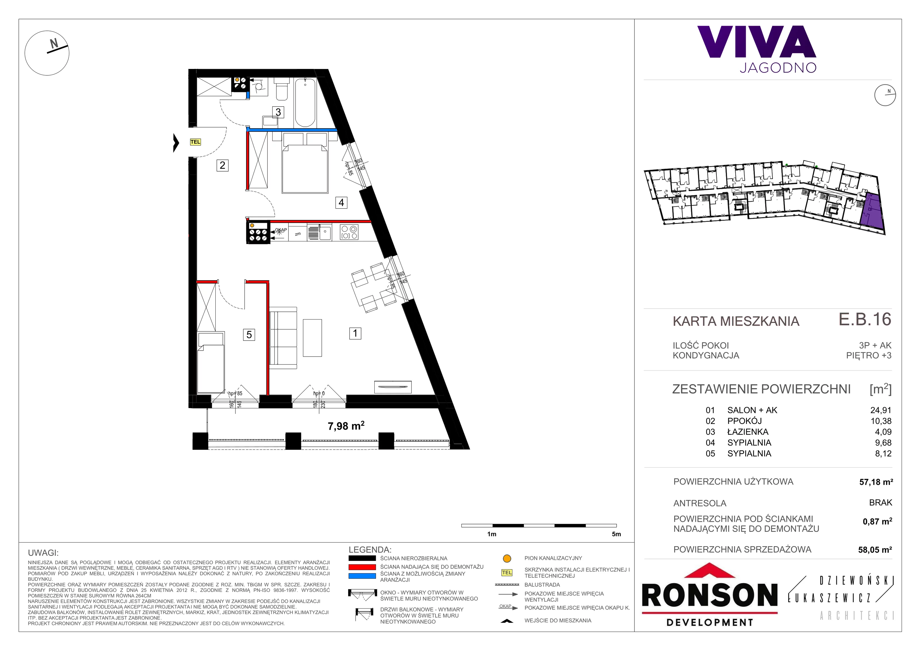 Mieszkanie 58,22 m², piętro 3, oferta nr EB_16, Viva Jagodno 3, Wrocław, Jagodno, Krzyki, ul. Kajdasza