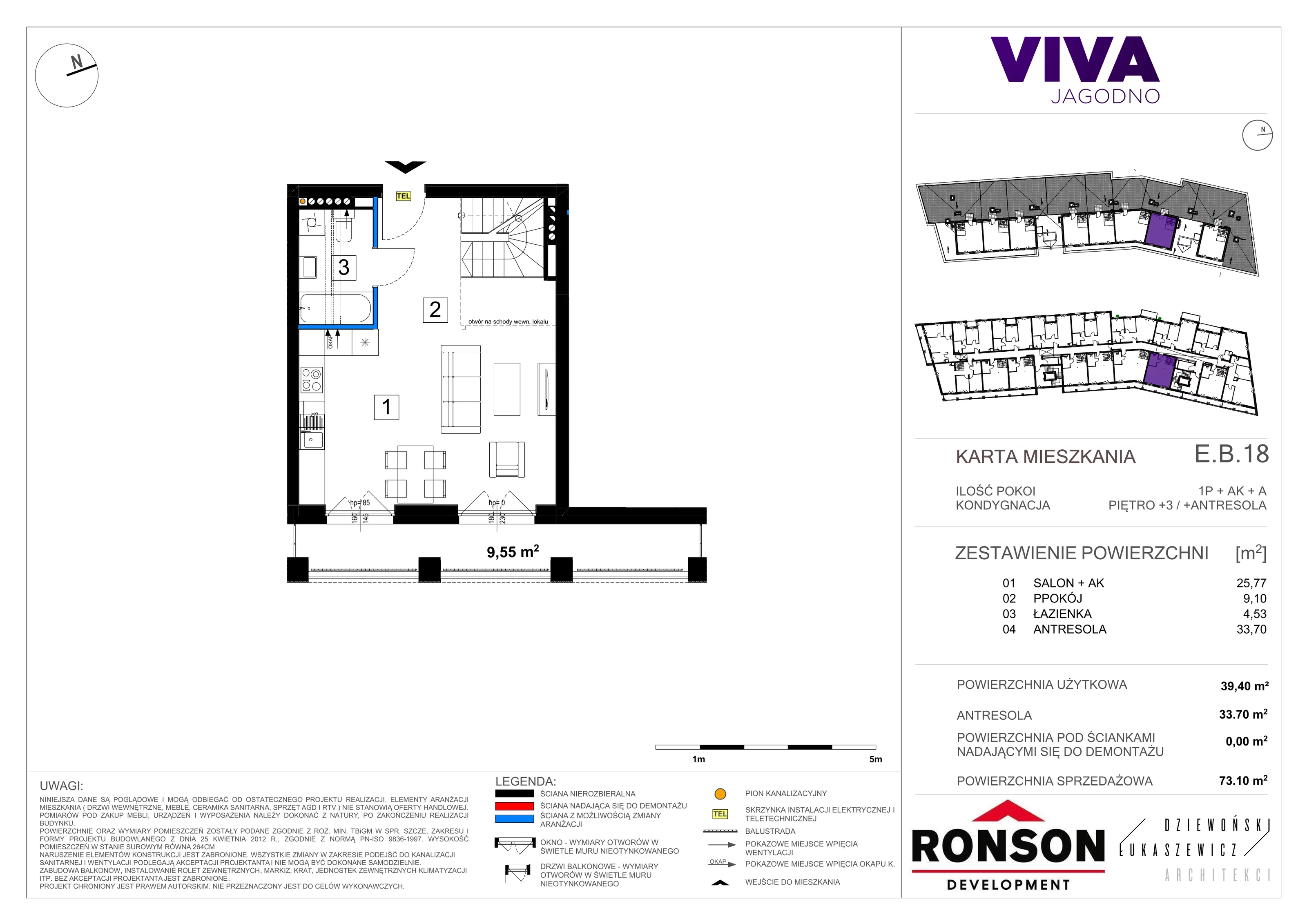 1 pokój, mieszkanie 73,57 m², piętro 3, oferta nr EB_18, Viva Jagodno 3, Wrocław, Jagodno, Krzyki, ul. Kajdasza