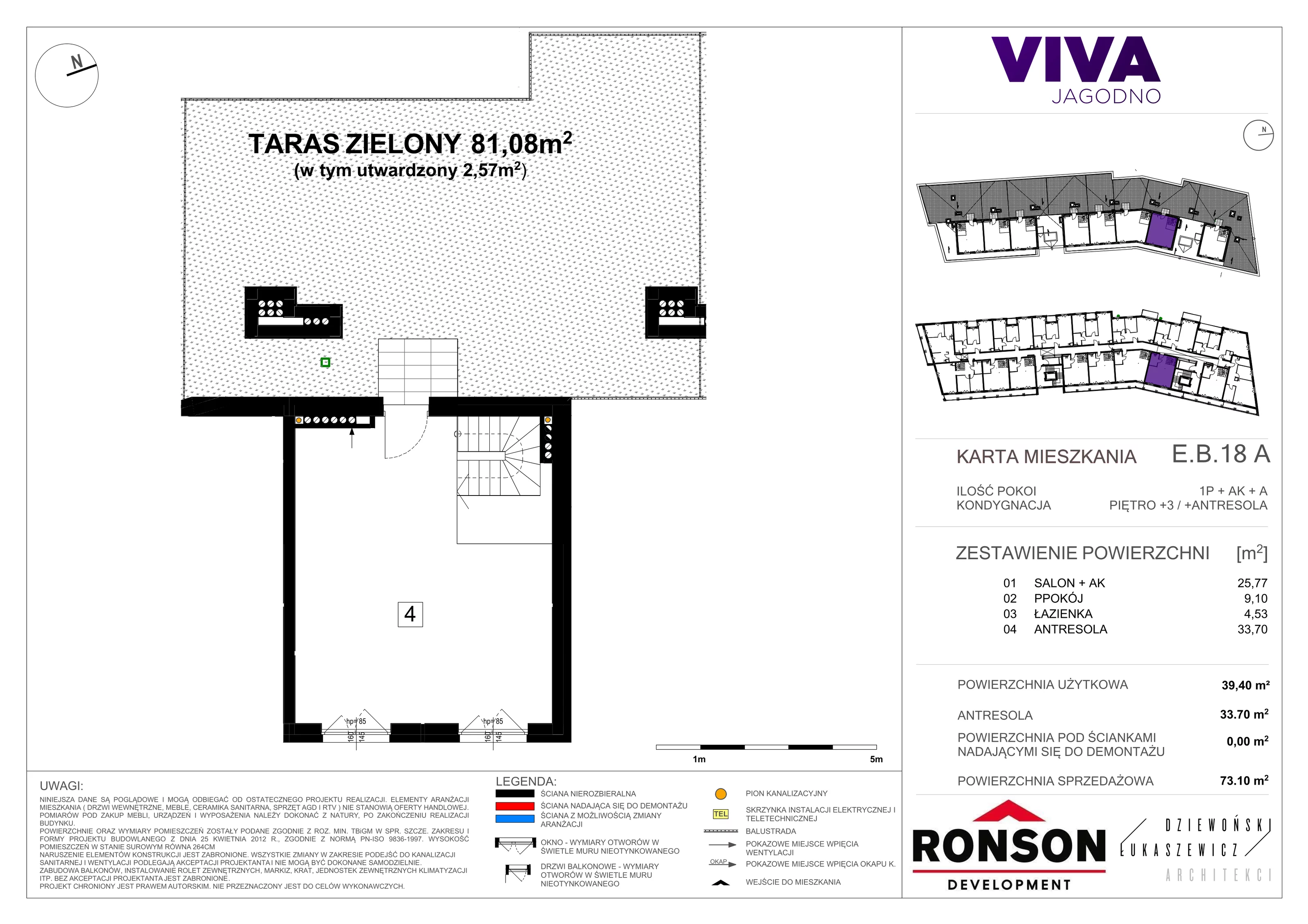 1 pokój, mieszkanie 73,57 m², piętro 3, oferta nr EB_18, Viva Jagodno 3, Wrocław, Jagodno, Krzyki, ul. Kajdasza