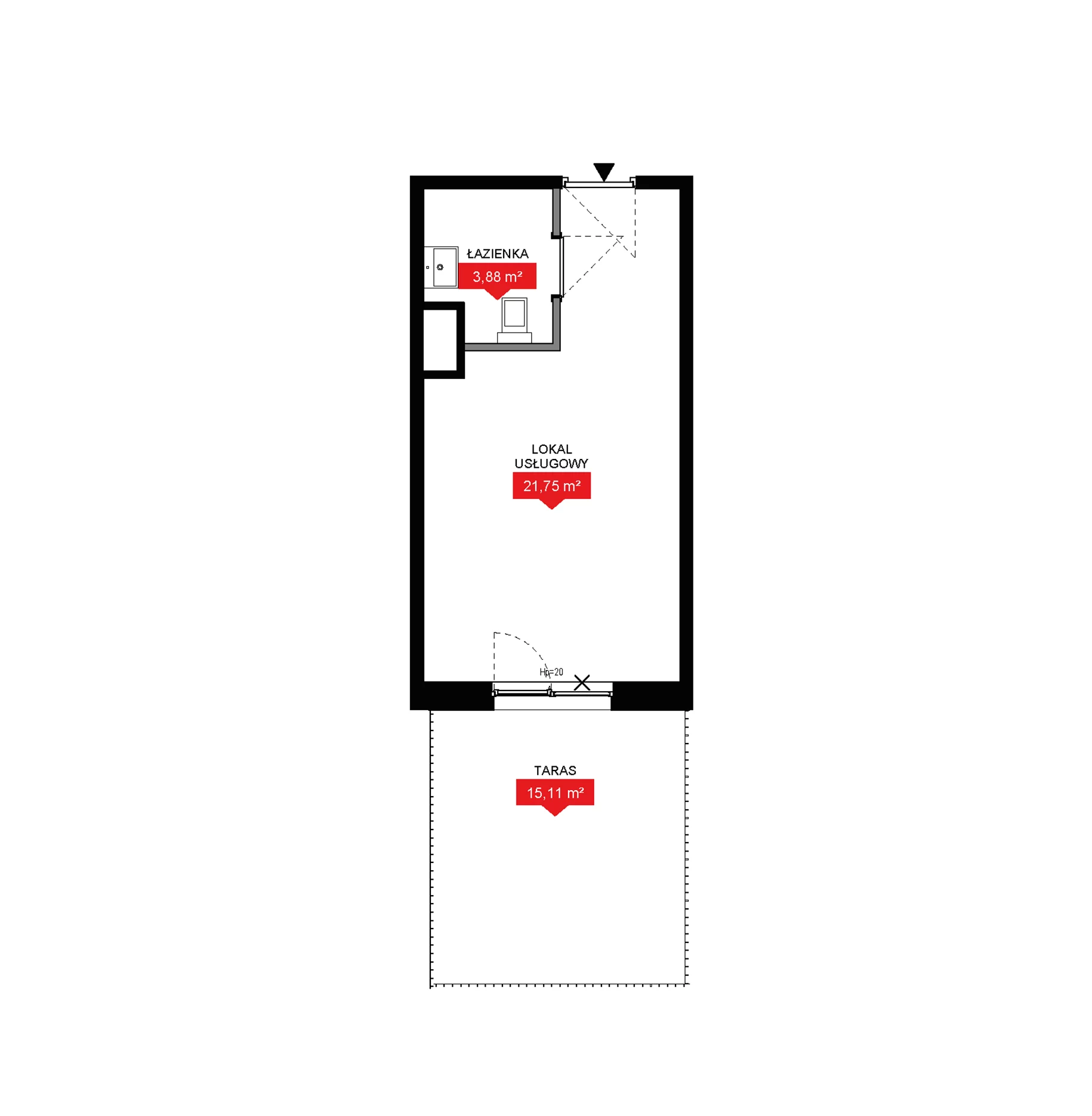 1 pokój, lokal inwestycyjny 25,63 m², piętro 1, oferta nr A1 012LU, 29L - lokale inwestycyjne, Kraków, Prądnik Biały, ul. Nad Strugą 17