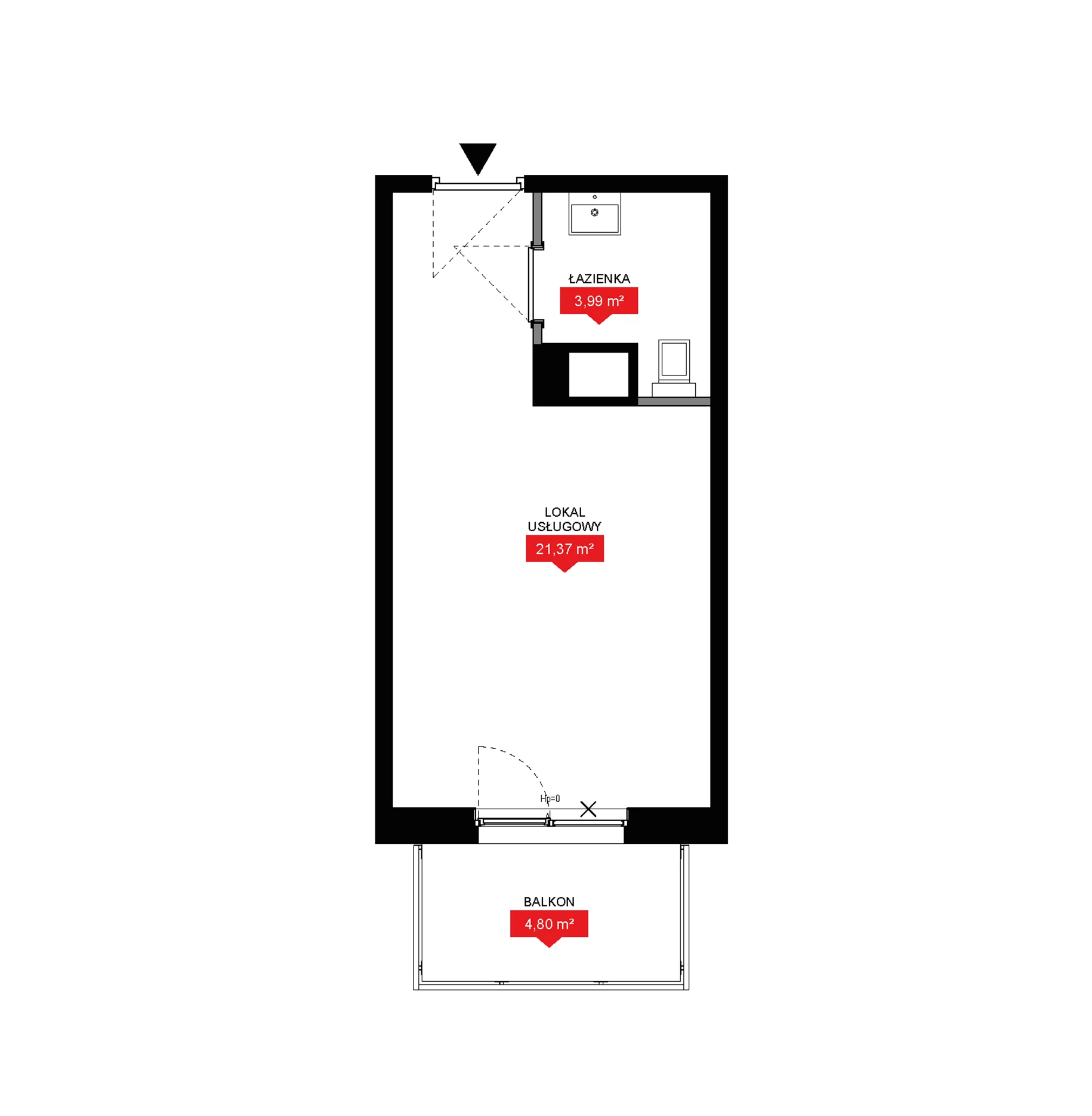 1 pokój, lokal inwestycyjny 25,36 m², piętro 2, oferta nr A1 019LU, 29L - lokale inwestycyjne, Kraków, Prądnik Biały, ul. Nad Strugą 17
