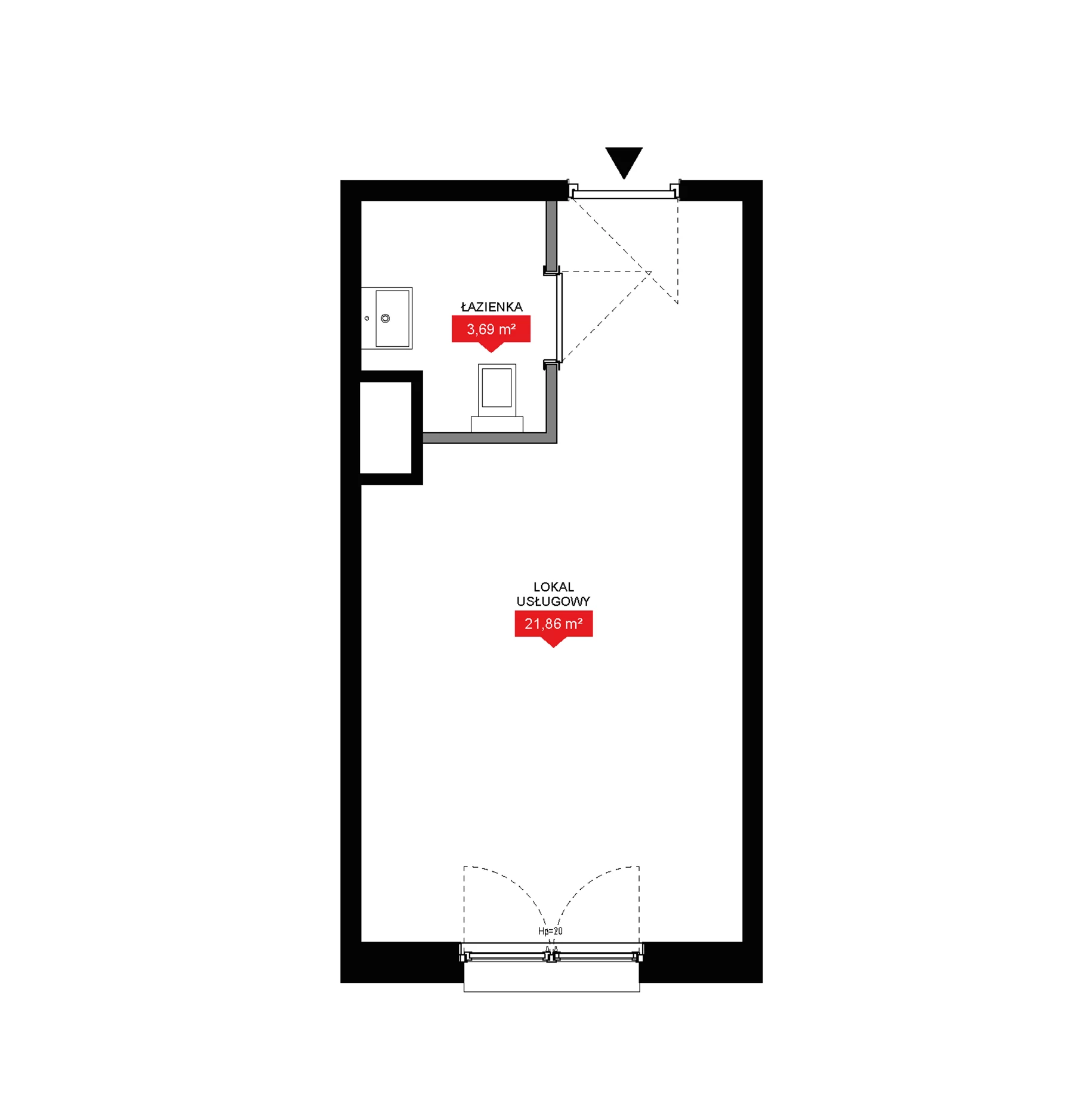 1 pokój, lokal inwestycyjny 25,55 m², piętro 8, oferta nr A1 104LU, 29L - lokale inwestycyjne, Kraków, Prądnik Biały, ul. Nad Strugą 17