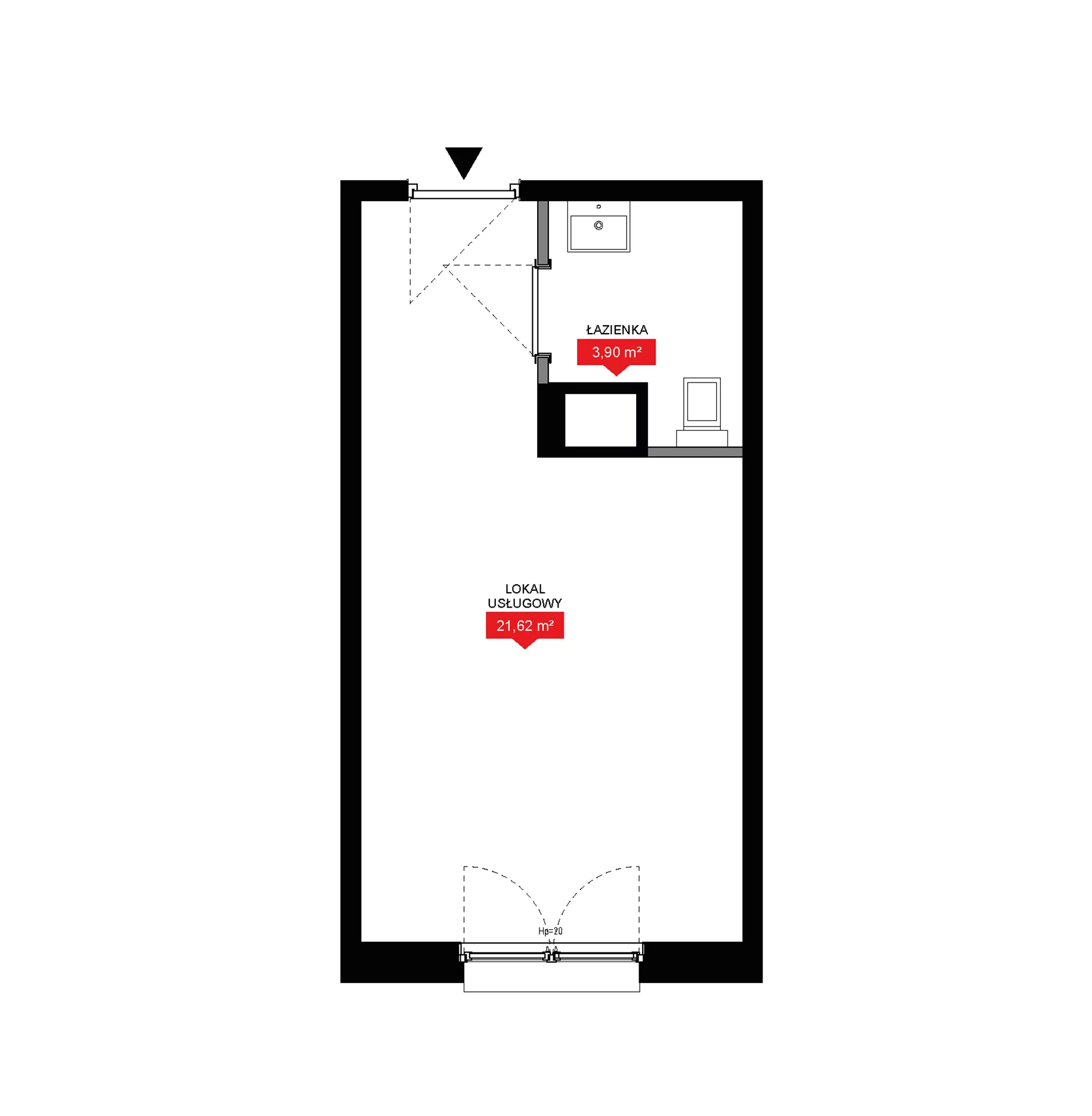 1 pokój, lokal inwestycyjny 25,52 m², piętro 8, oferta nr A1 106LU, 29L - lokale inwestycyjne, Kraków, Prądnik Biały, ul. Nad Strugą 17