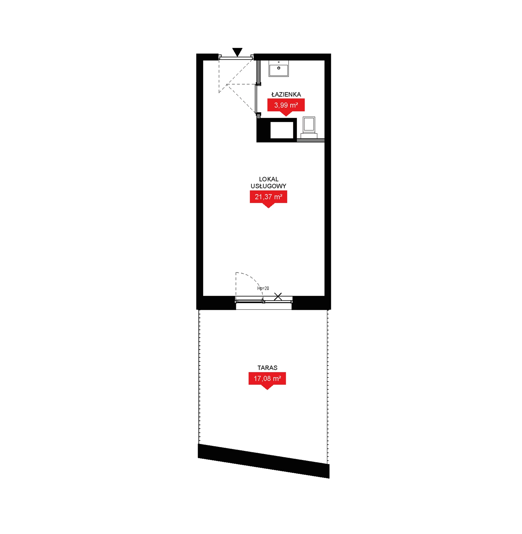 1 pokój, lokal inwestycyjny 25,36 m², piętro 1, oferta nr A2 162LU, 29L - lokale inwestycyjne, Kraków, Prądnik Biały, ul. Nad Strugą 17