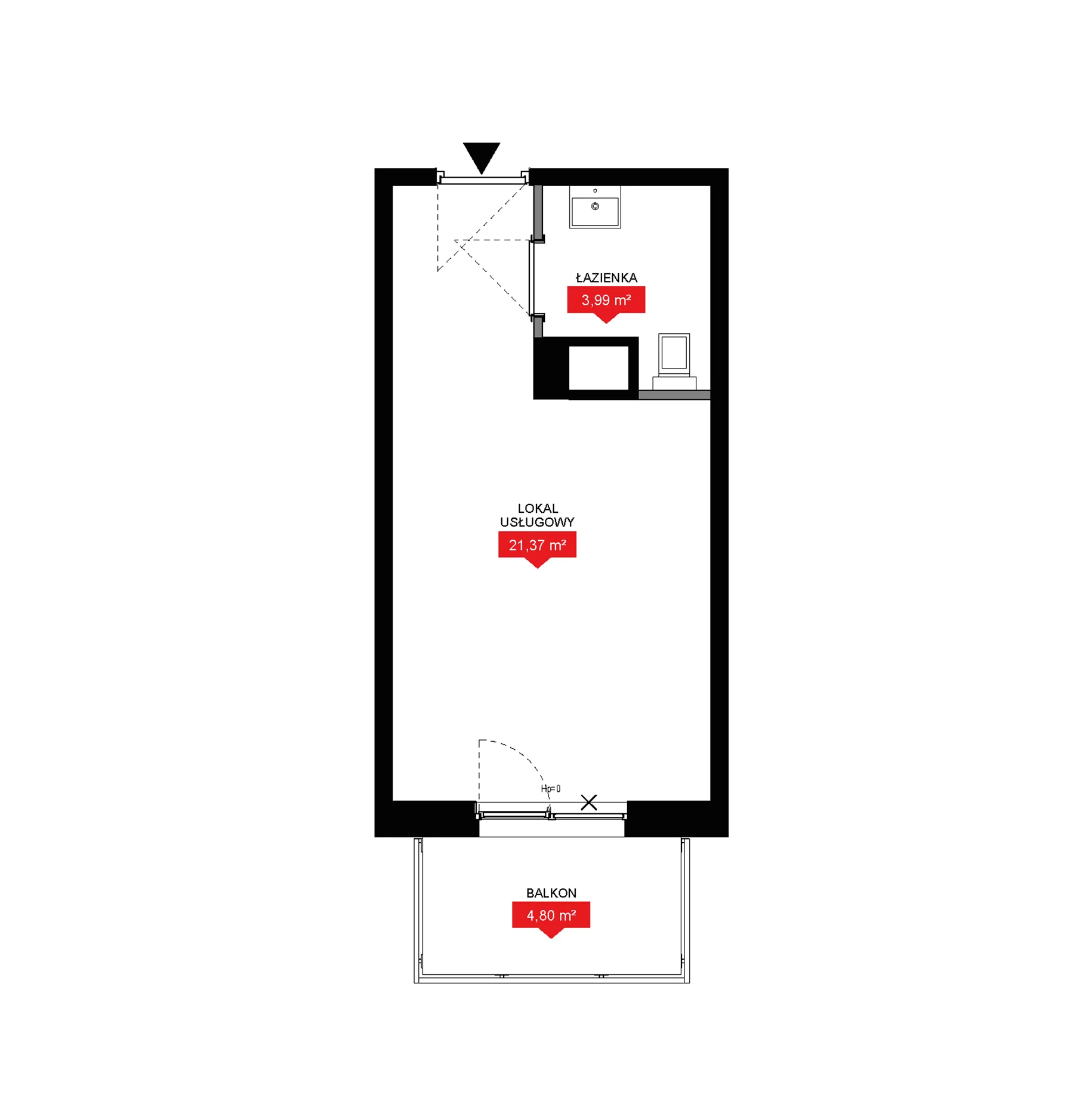 1 pokój, lokal inwestycyjny 25,36 m², piętro 6, oferta nr A2 262LU, 29L - lokale inwestycyjne, Kraków, Prądnik Biały, ul. Nad Strugą 17