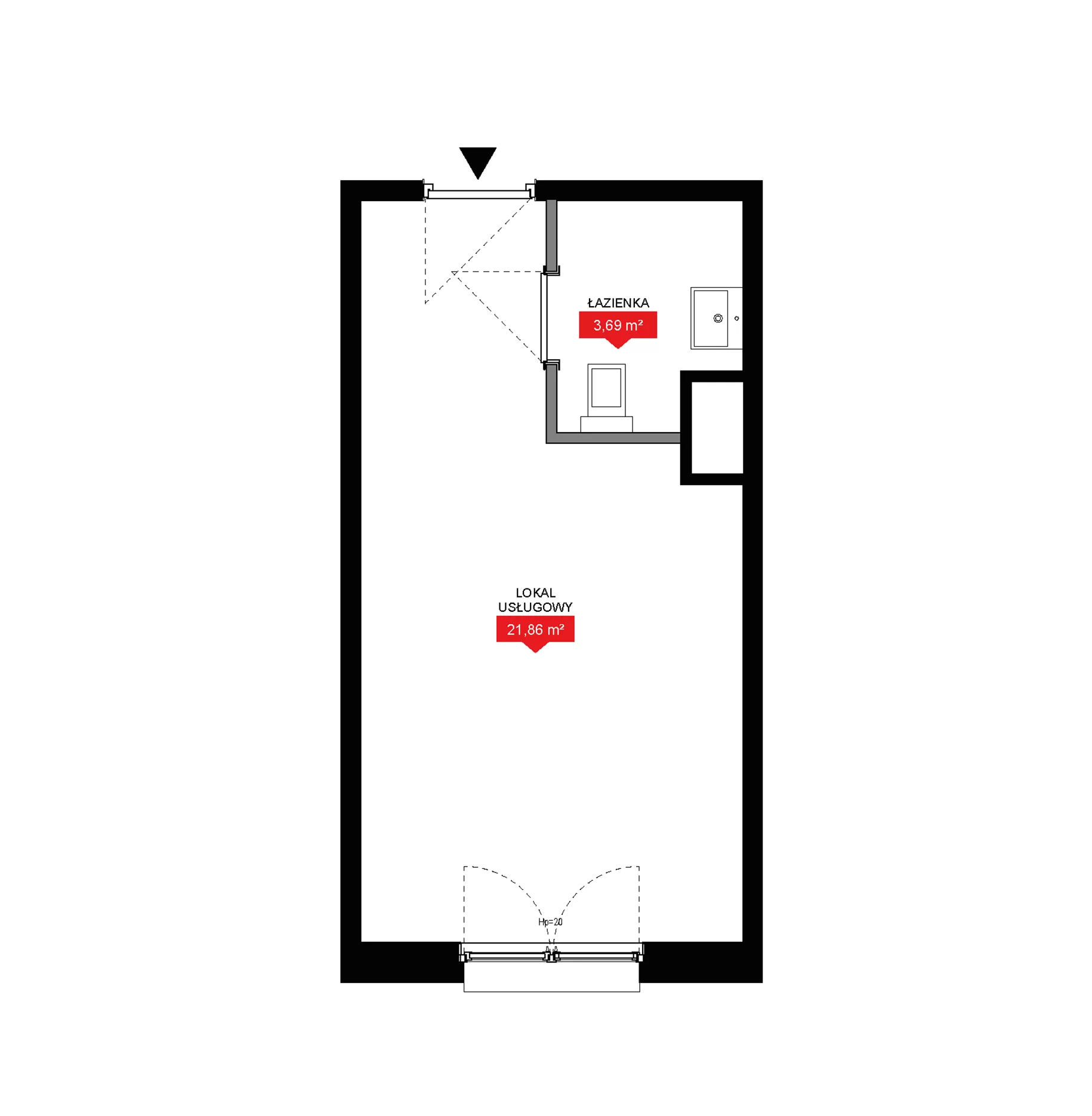 1 pokój, lokal inwestycyjny 25,55 m², piętro 8, oferta nr A2 304LU, 29L - lokale inwestycyjne, Kraków, Prądnik Biały, ul. Nad Strugą 17