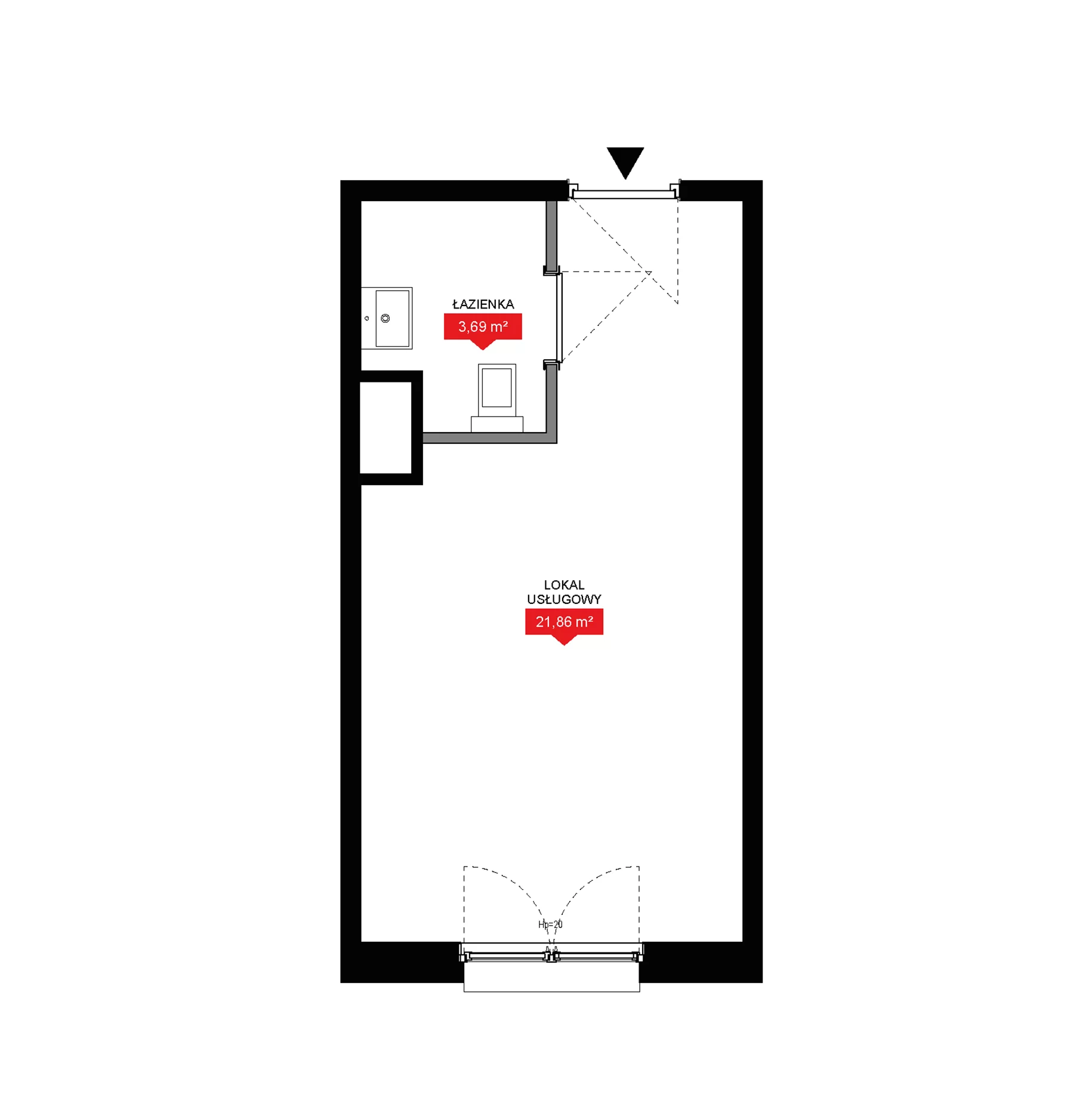 1 pokój, lokal inwestycyjny 25,55 m², piętro 8, oferta nr A2 309LU, 29L - lokale inwestycyjne, Kraków, Prądnik Biały, ul. Nad Strugą 17