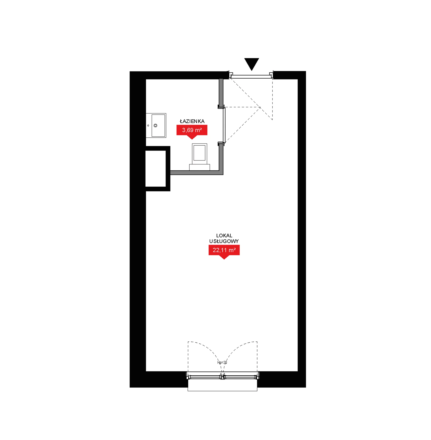 1 pokój, lokal inwestycyjny 25,80 m², piętro 8, oferta nr A2 312LU, 29L - lokale inwestycyjne, Kraków, Prądnik Biały, Górka Narodowa, ul. Nad Strugą 17