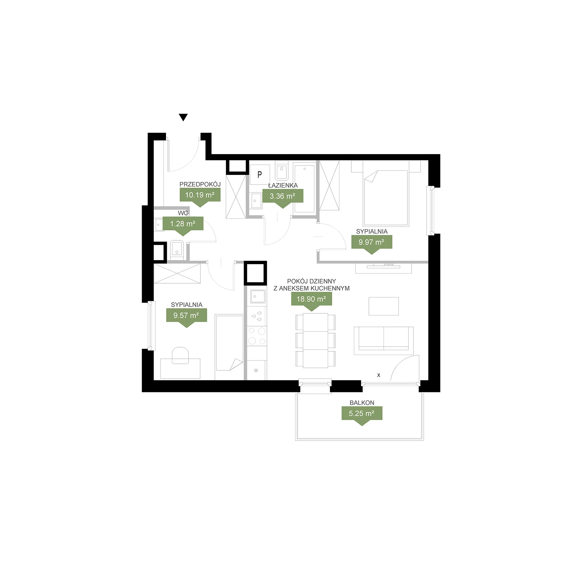 3 pokoje, mieszkanie 53,27 m², piętro 1, oferta nr A1 5, Zakątek Telimeny, Kraków, Bieżanów-Prokocim, ul. Duża Góra 34