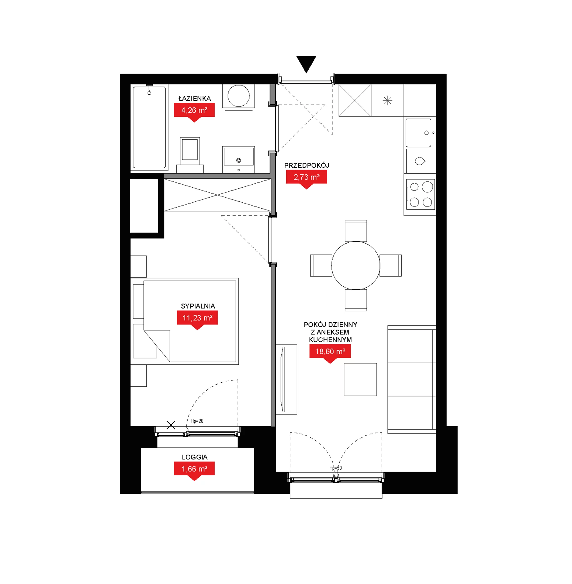 2 pokoje, mieszkanie 36,82 m², piętro 10, oferta nr A1 131, 29L - Apartamenty Rooftop, Kraków, Prądnik Biały, ul. Nad Strugą 17