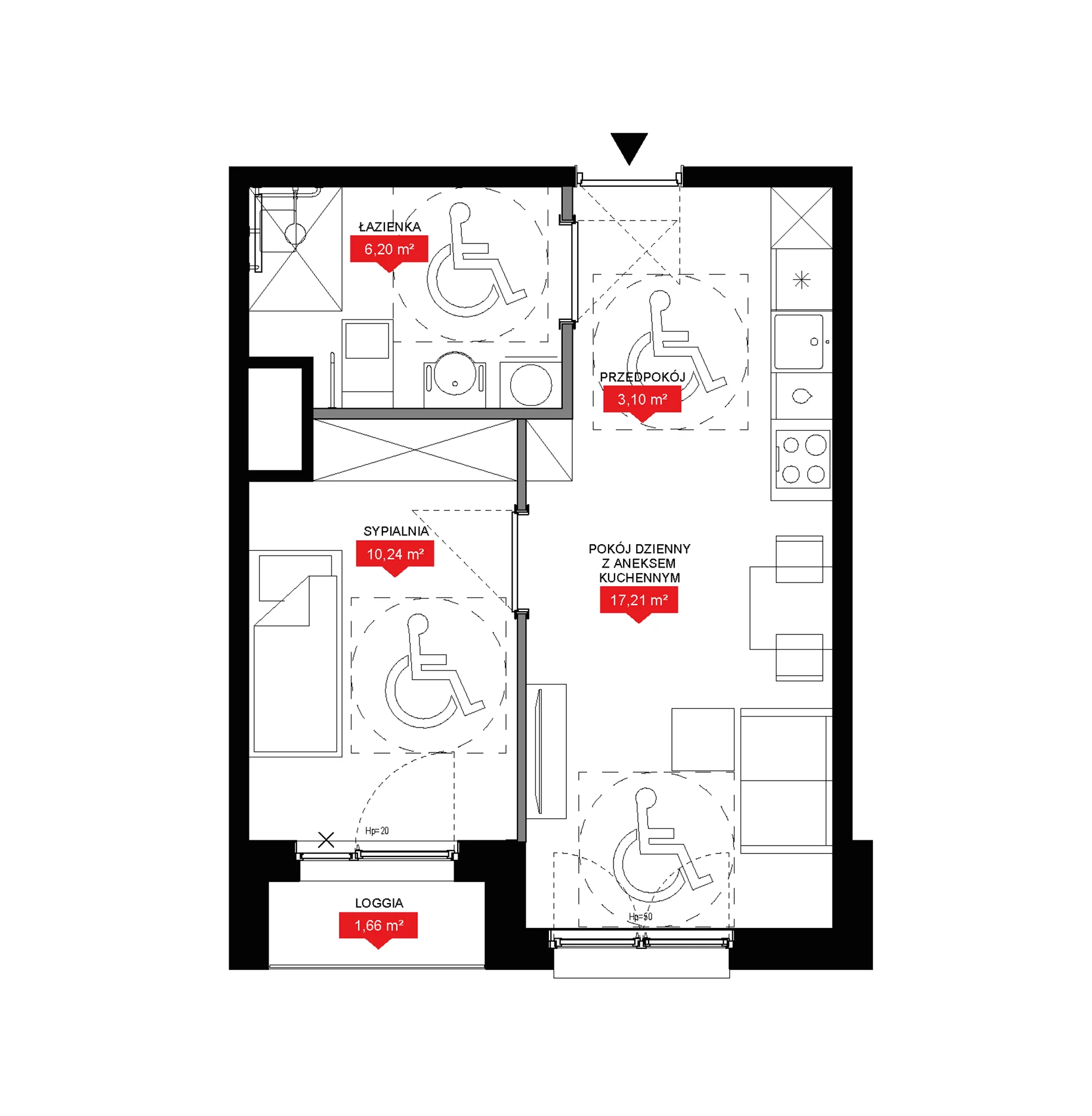 2 pokoje, mieszkanie 36,75 m², piętro 10, oferta nr A1 133, 29L - Apartamenty Rooftop, Kraków, Prądnik Biały, ul. Nad Strugą 17