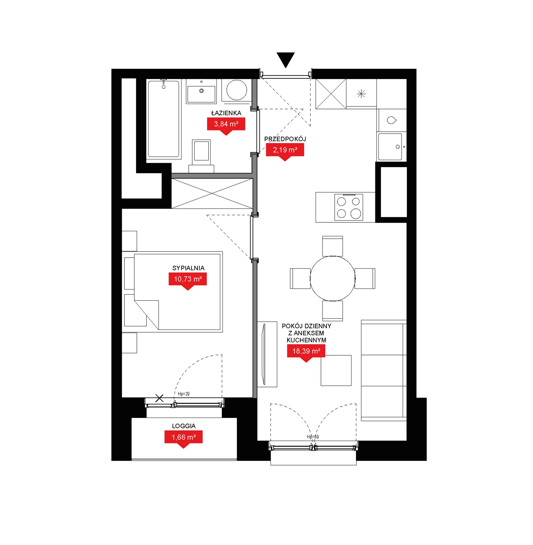 2 pokoje, mieszkanie 35,15 m², piętro 10, oferta nr A1 134, 29L - Apartamenty Rooftop, Kraków, Prądnik Biały, ul. Nad Strugą 17