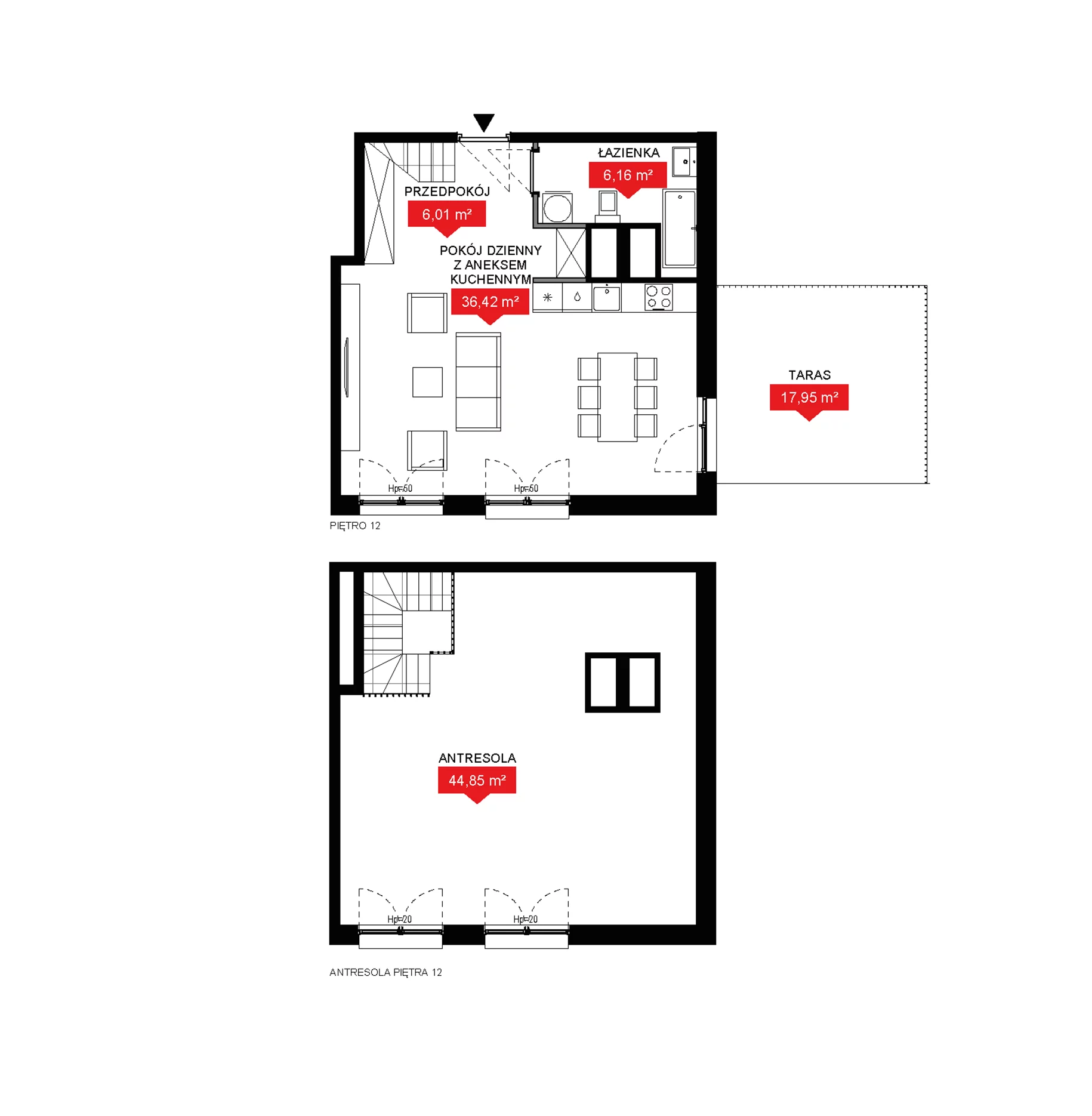 2 pokoje, mieszkanie 93,44 m², piętro 12, oferta nr A1 150, 29L - Apartamenty Rooftop, Kraków, Prądnik Biały, ul. Nad Strugą 17