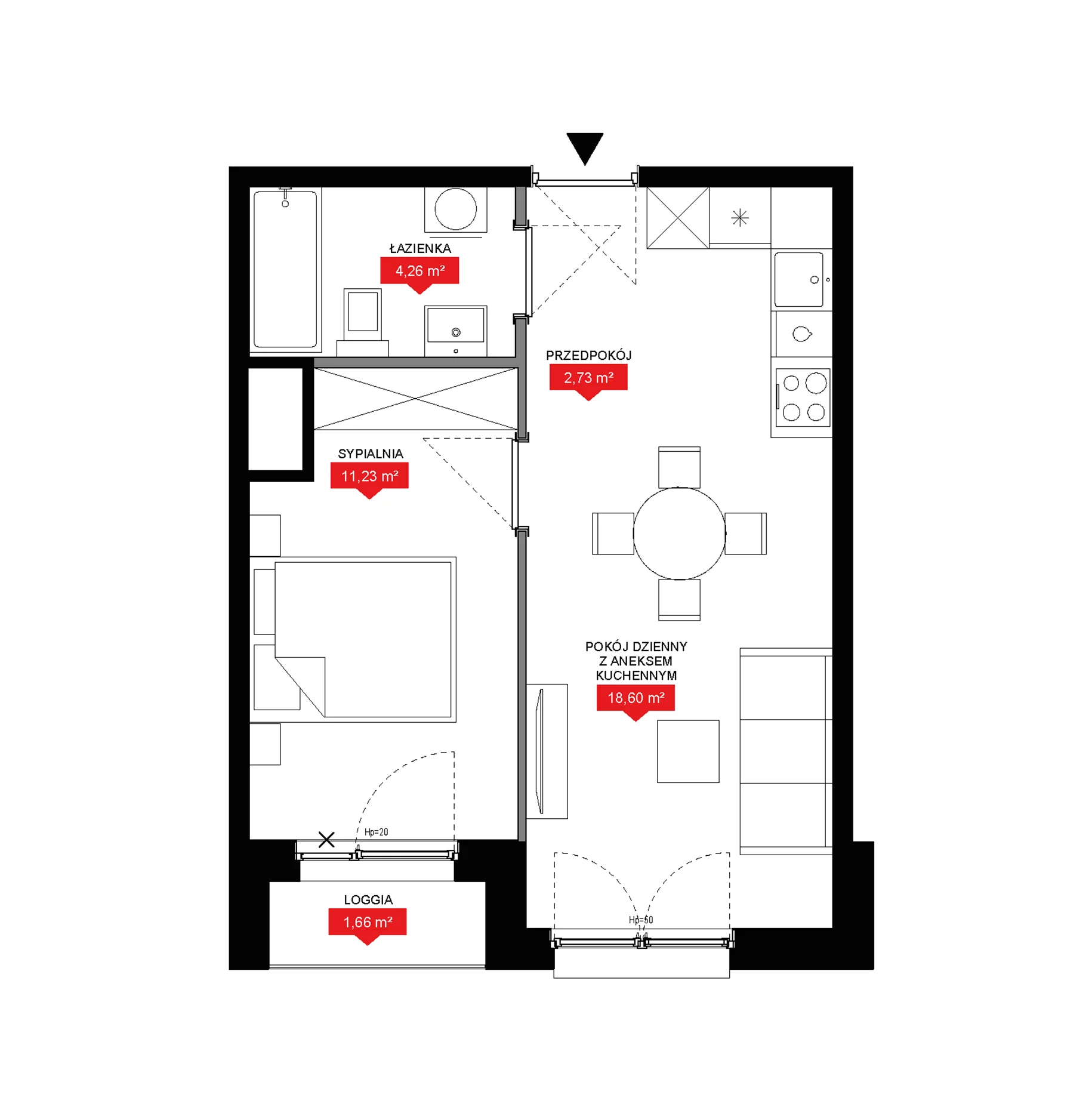 2 pokoje, mieszkanie 36,82 m², piętro 10, oferta nr A2 342, 29L - Apartamenty Rooftop, Kraków, Prądnik Biały, ul. Nad Strugą 17
