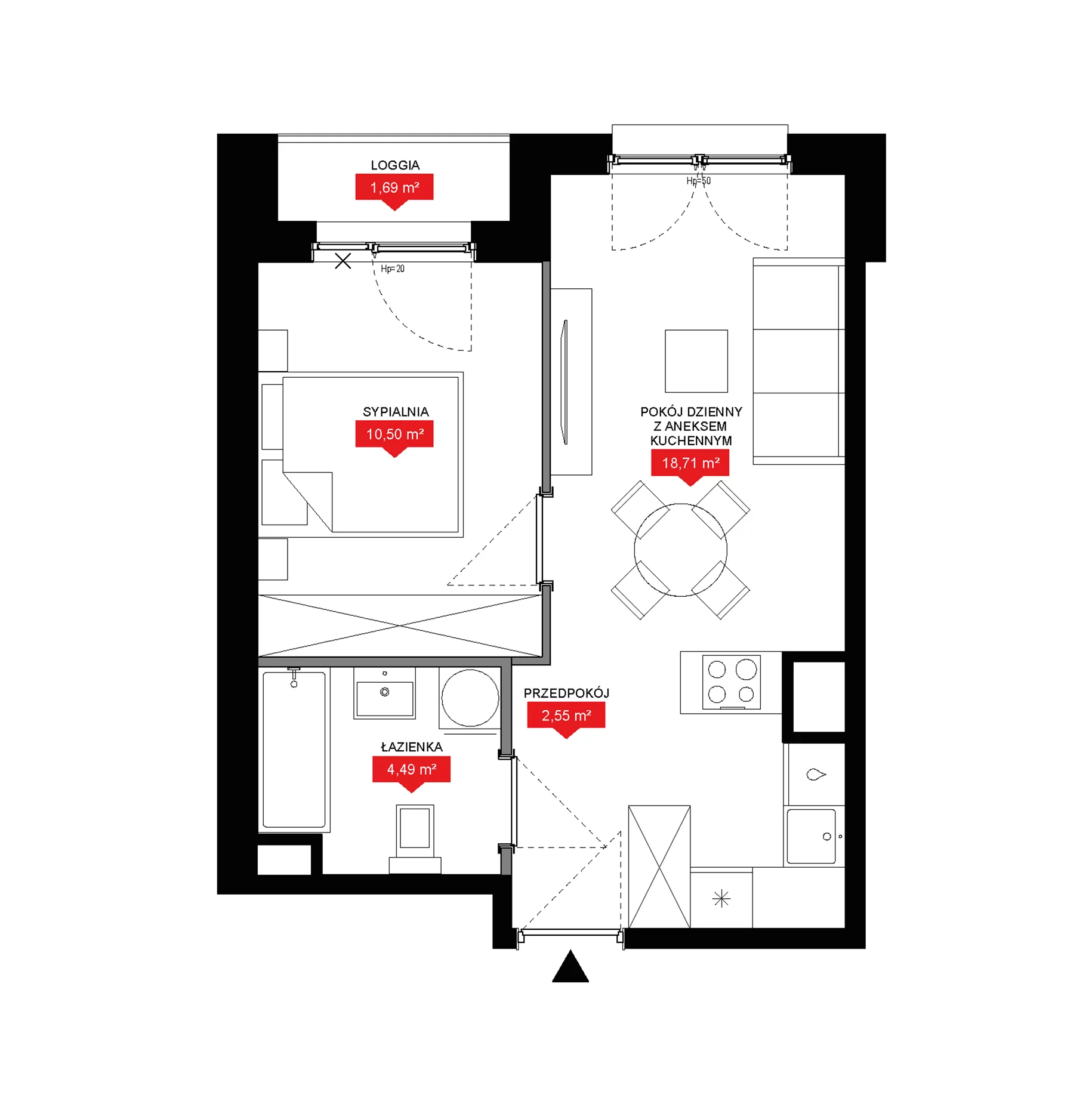 2 pokoje, mieszkanie 36,25 m², piętro 10, oferta nr A2 349, 29L - Apartamenty Rooftop, Kraków, Prądnik Biały, ul. Nad Strugą 17