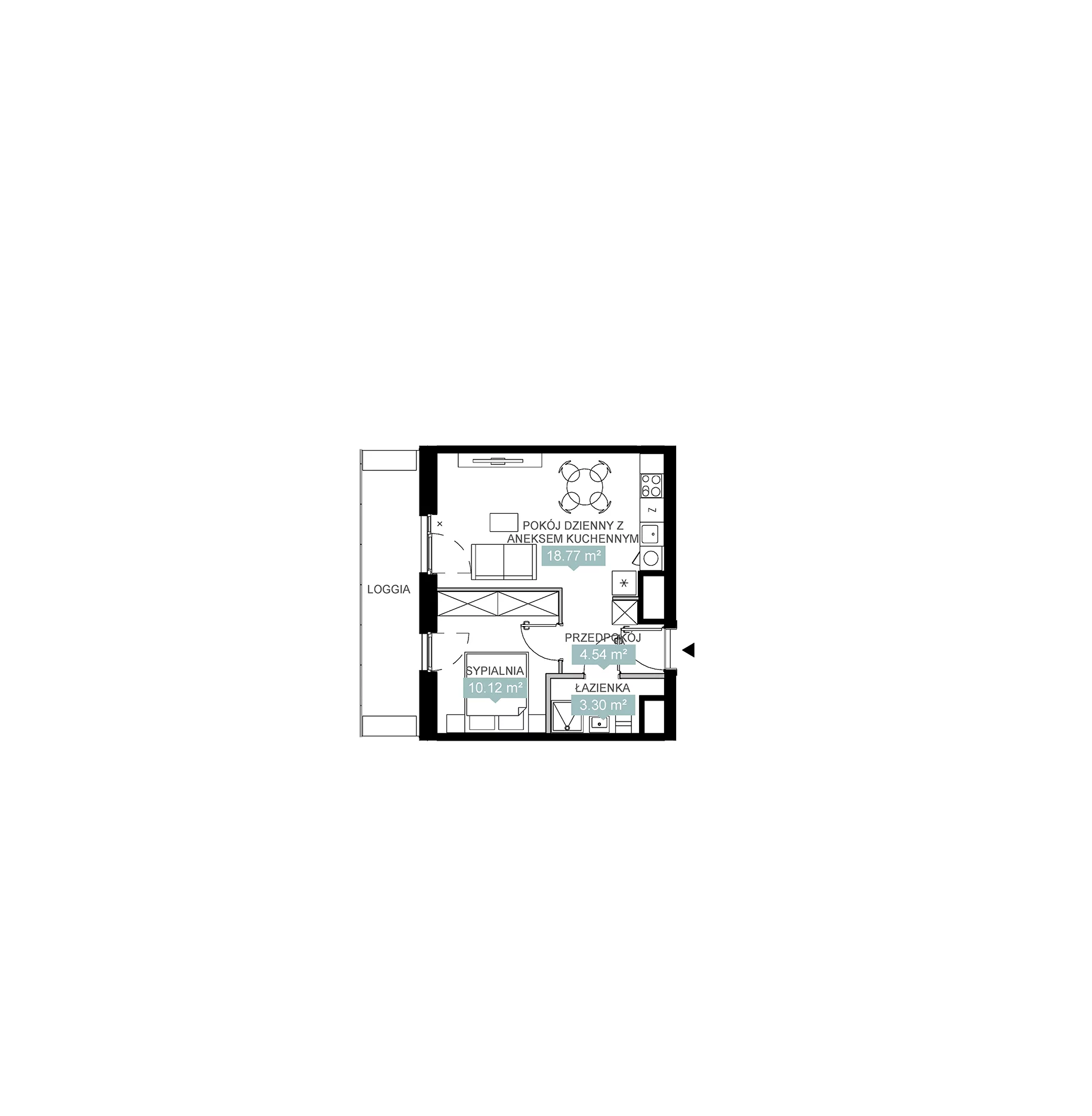2 pokoje, mieszkanie 36,74 m², piętro 15, oferta nr A1 101, Mikato, Katowice, Śródmieście, Bogucice, ul. Piotra Skargi 1