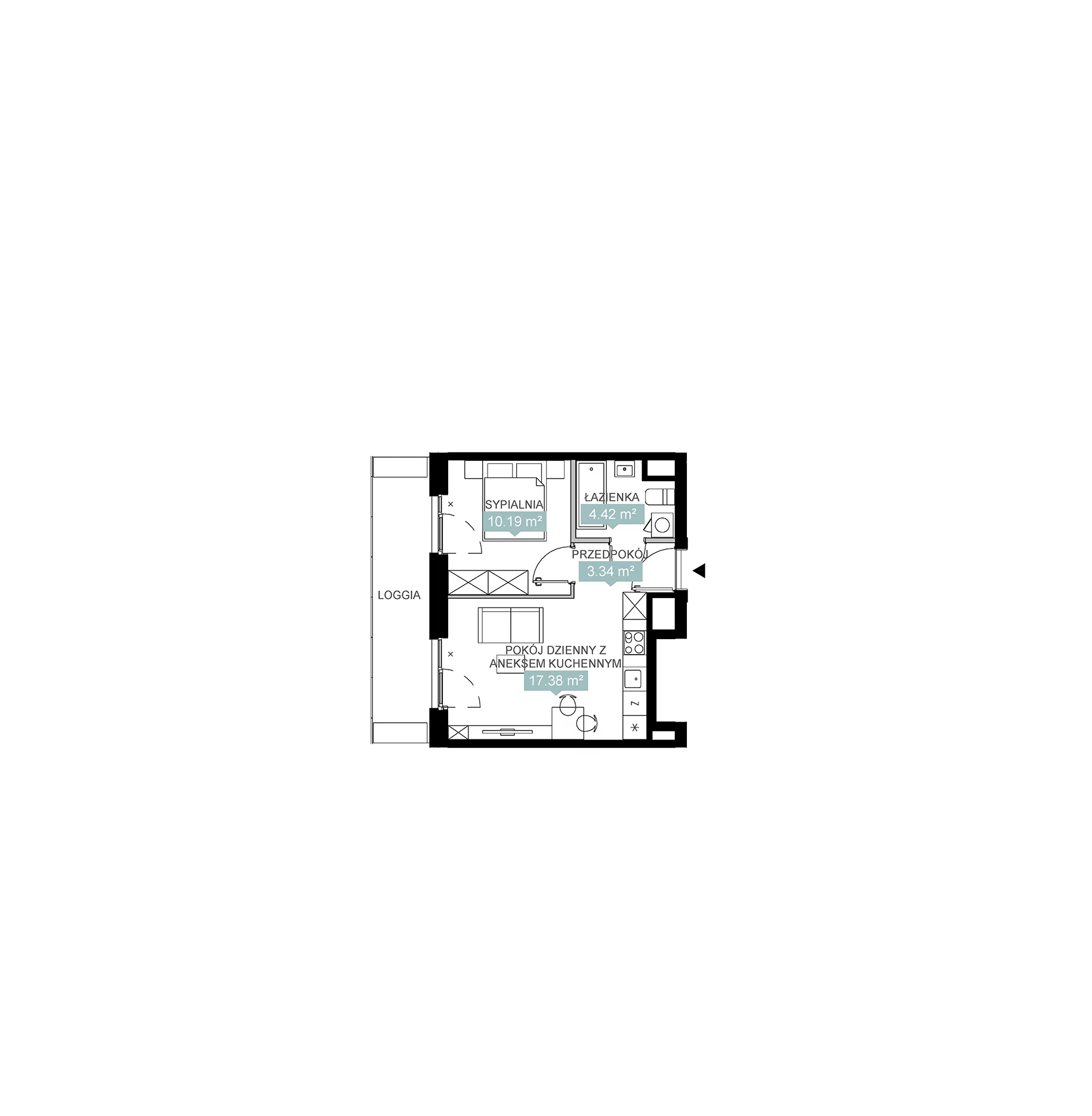 2 pokoje, mieszkanie 35,33 m², piętro 15, oferta nr A1 102, Mikato, Katowice, Śródmieście, Bogucice, ul. Piotra Skargi 1