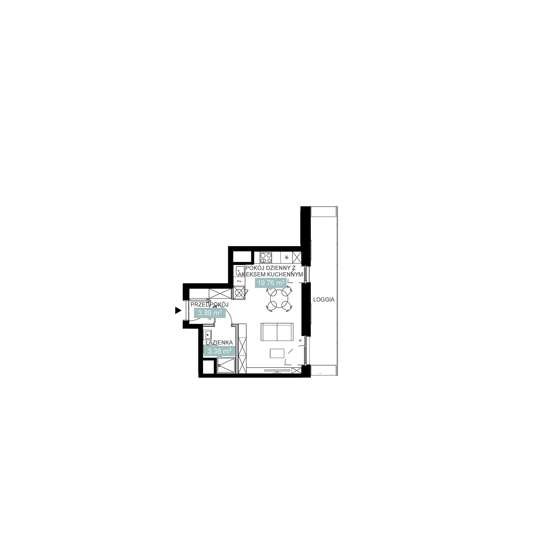 1 pokój, mieszkanie 27,03 m², piętro 16, oferta nr A1 105, Mikato, Katowice, Śródmieście, Bogucice, ul. Piotra Skargi 1