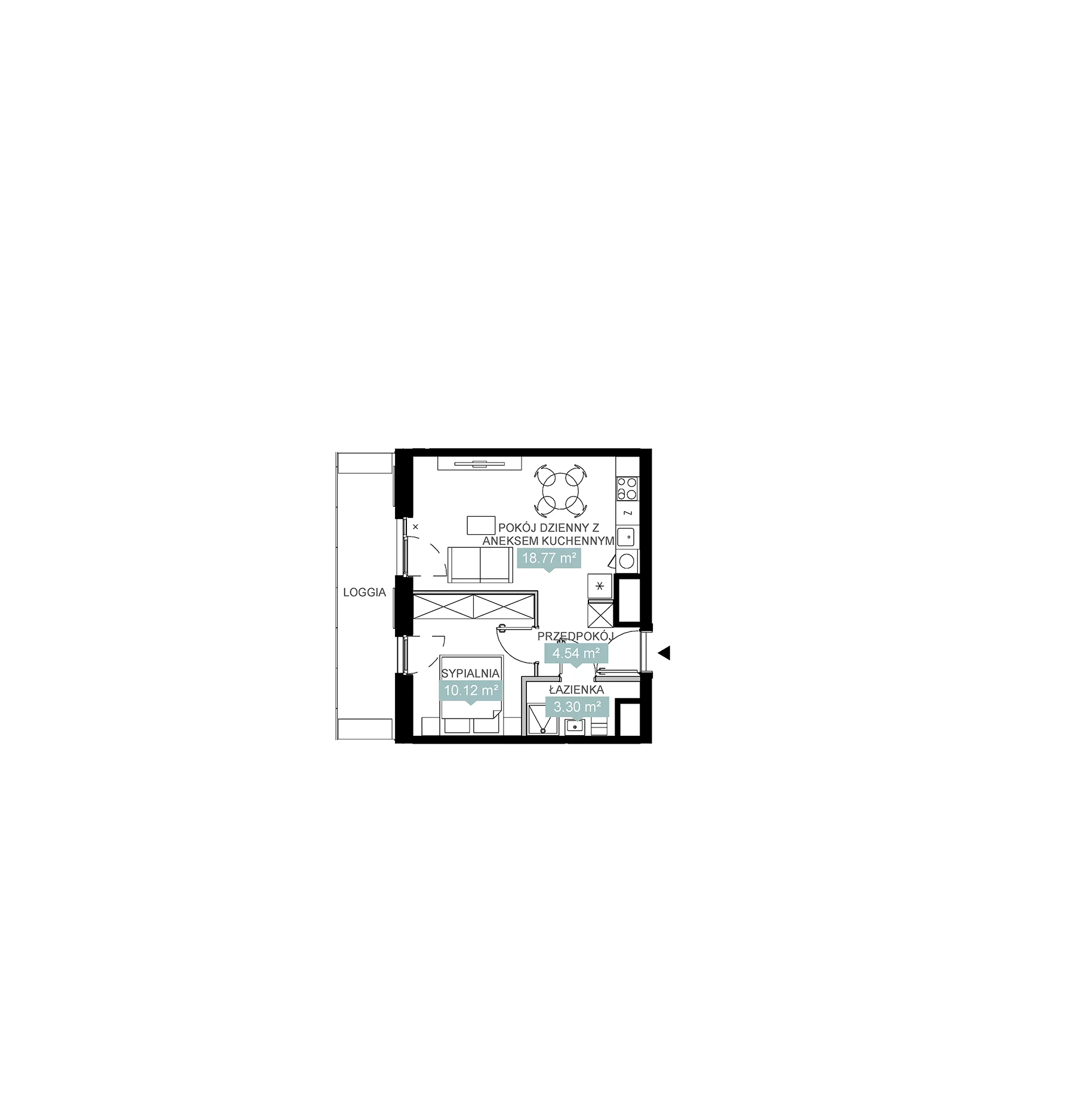 2 pokoje, mieszkanie 36,74 m², piętro 16, oferta nr A1 108, Mikato, Katowice, Śródmieście, Bogucice, ul. Piotra Skargi 1