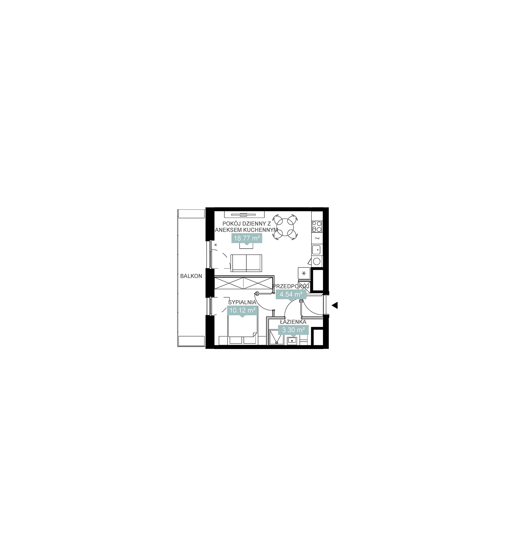 2 pokoje, mieszkanie 36,74 m², piętro 4, oferta nr A1 24, Mikato, Katowice, Śródmieście, Bogucice, ul. Piotra Skargi 1