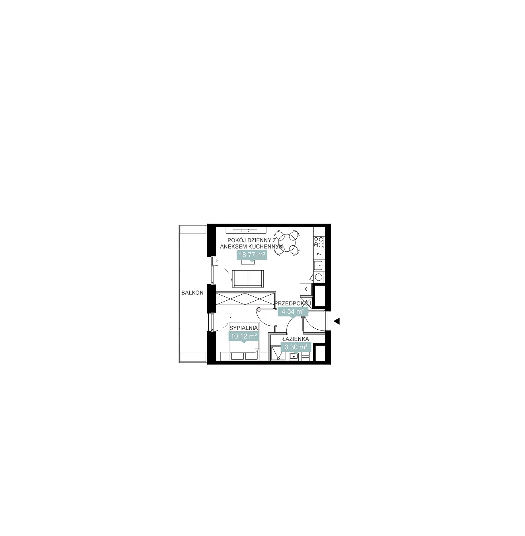 2 pokoje, mieszkanie 36,74 m², piętro 5, oferta nr A1 31, Mikato, Katowice, Śródmieście, Bogucice, ul. Piotra Skargi 1