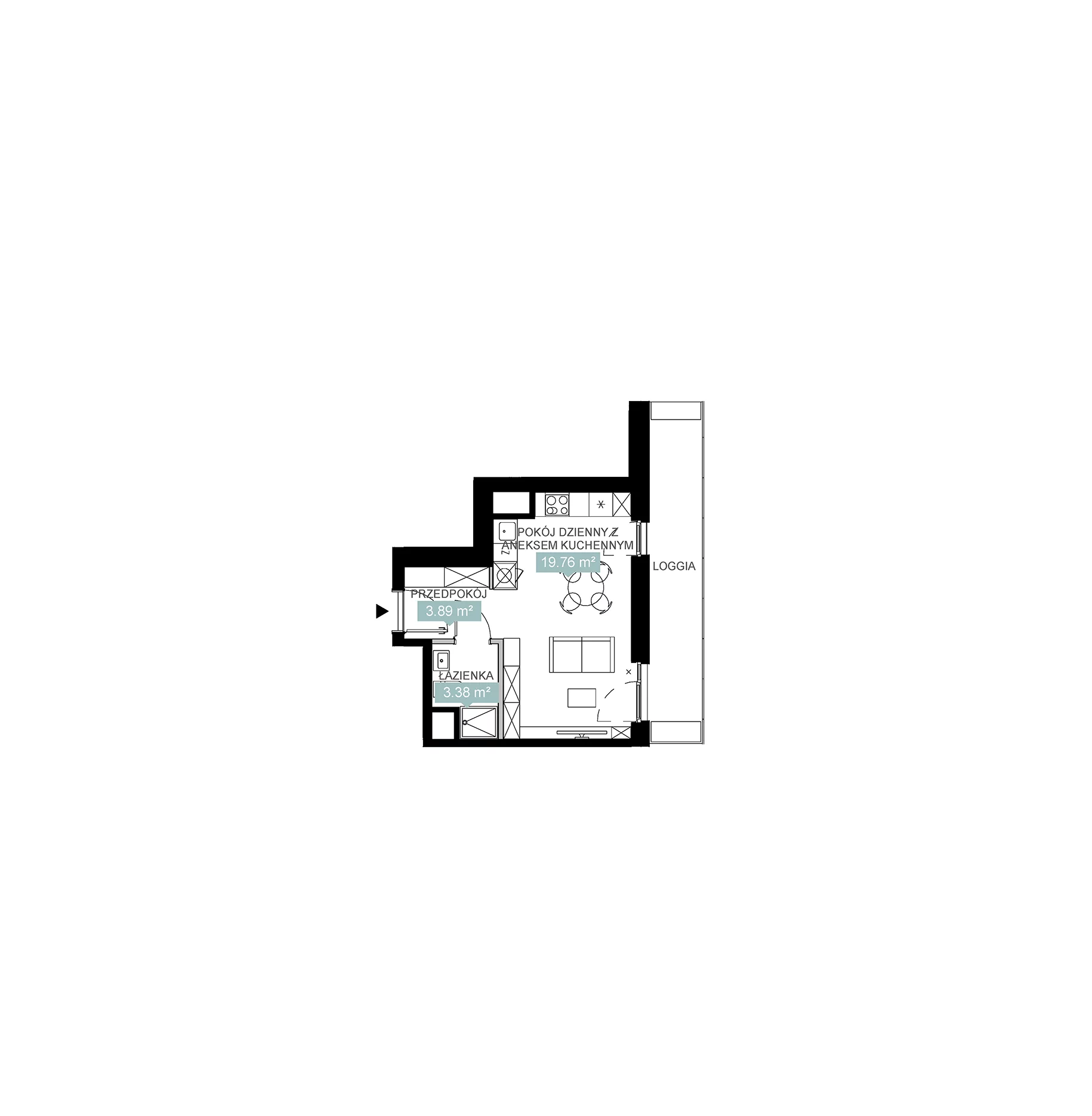 1 pokój, mieszkanie 27,03 m², piętro 7, oferta nr A1 42, Mikato, Katowice, Śródmieście, Bogucice, ul. Piotra Skargi 1