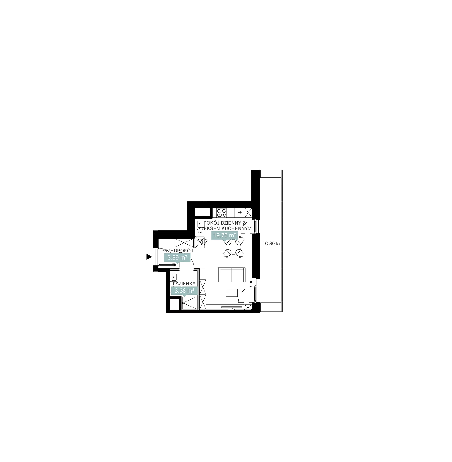 1 pokój, mieszkanie 27,03 m², piętro 8, oferta nr A1 49, Mikato, Katowice, Śródmieście, Bogucice, ul. Piotra Skargi 1