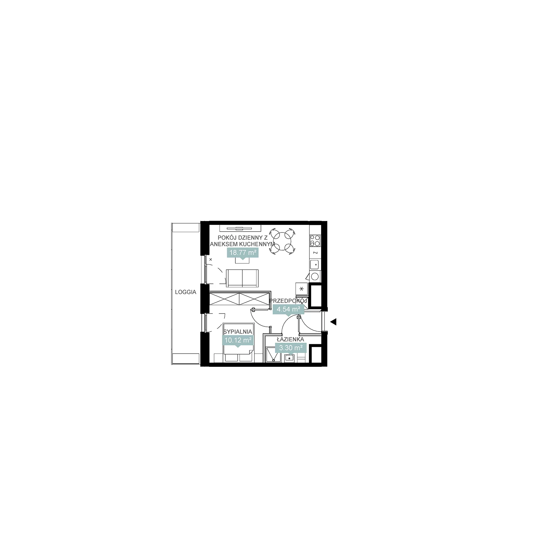 2 pokoje, mieszkanie 36,74 m², piętro 8, oferta nr A1 52, Mikato, Katowice, Śródmieście, Bogucice, ul. Piotra Skargi 1