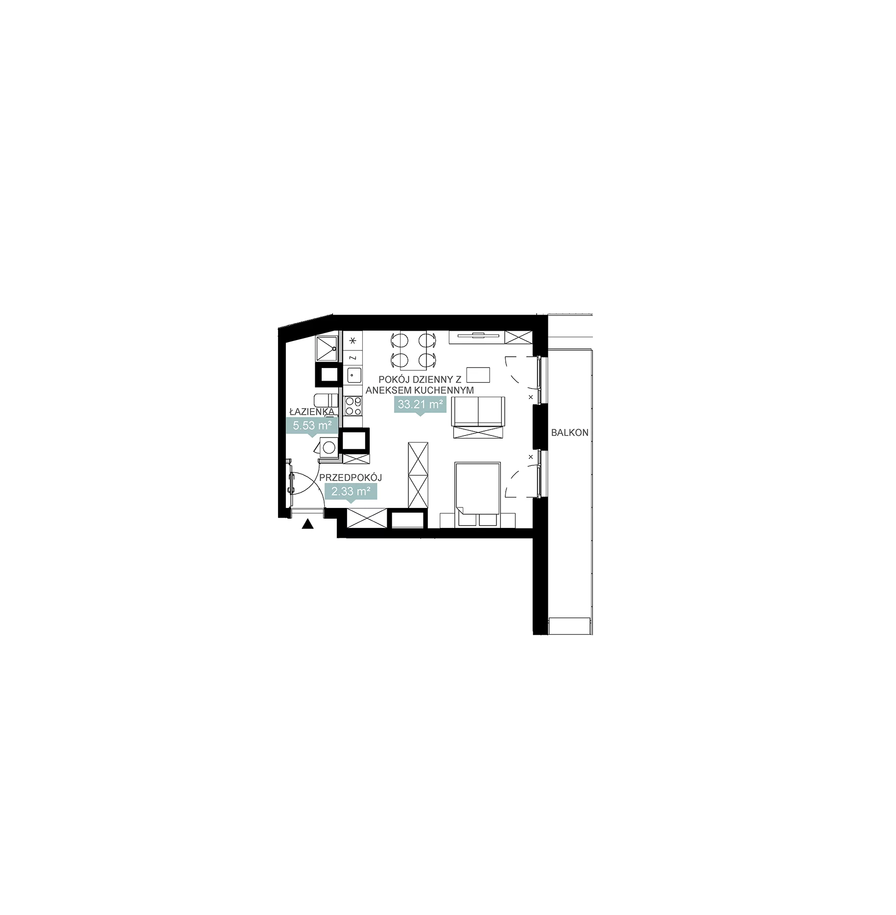 1 pokój, mieszkanie 41,07 m², piętro 1, oferta nr A1 6, Mikato, Katowice, Śródmieście, Bogucice, ul. Piotra Skargi 1