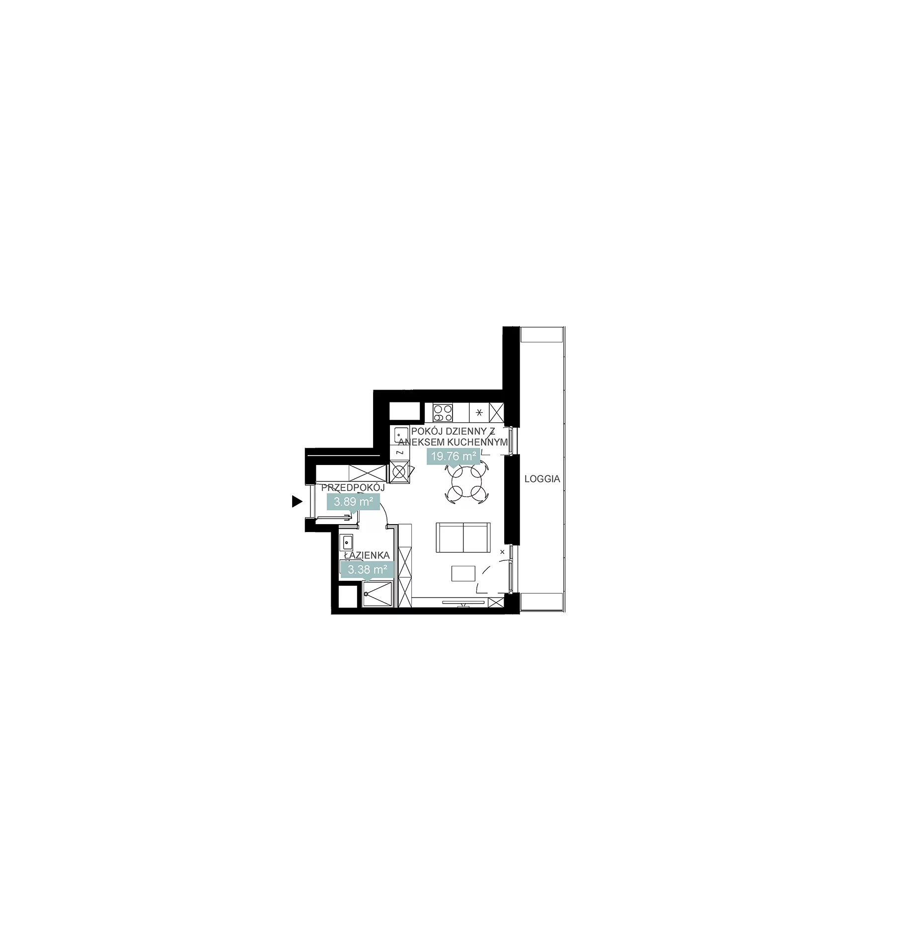 1 pokój, mieszkanie 27,03 m², piętro 10, oferta nr A1 63, Mikato, Katowice, Śródmieście, Bogucice, ul. Piotra Skargi 1