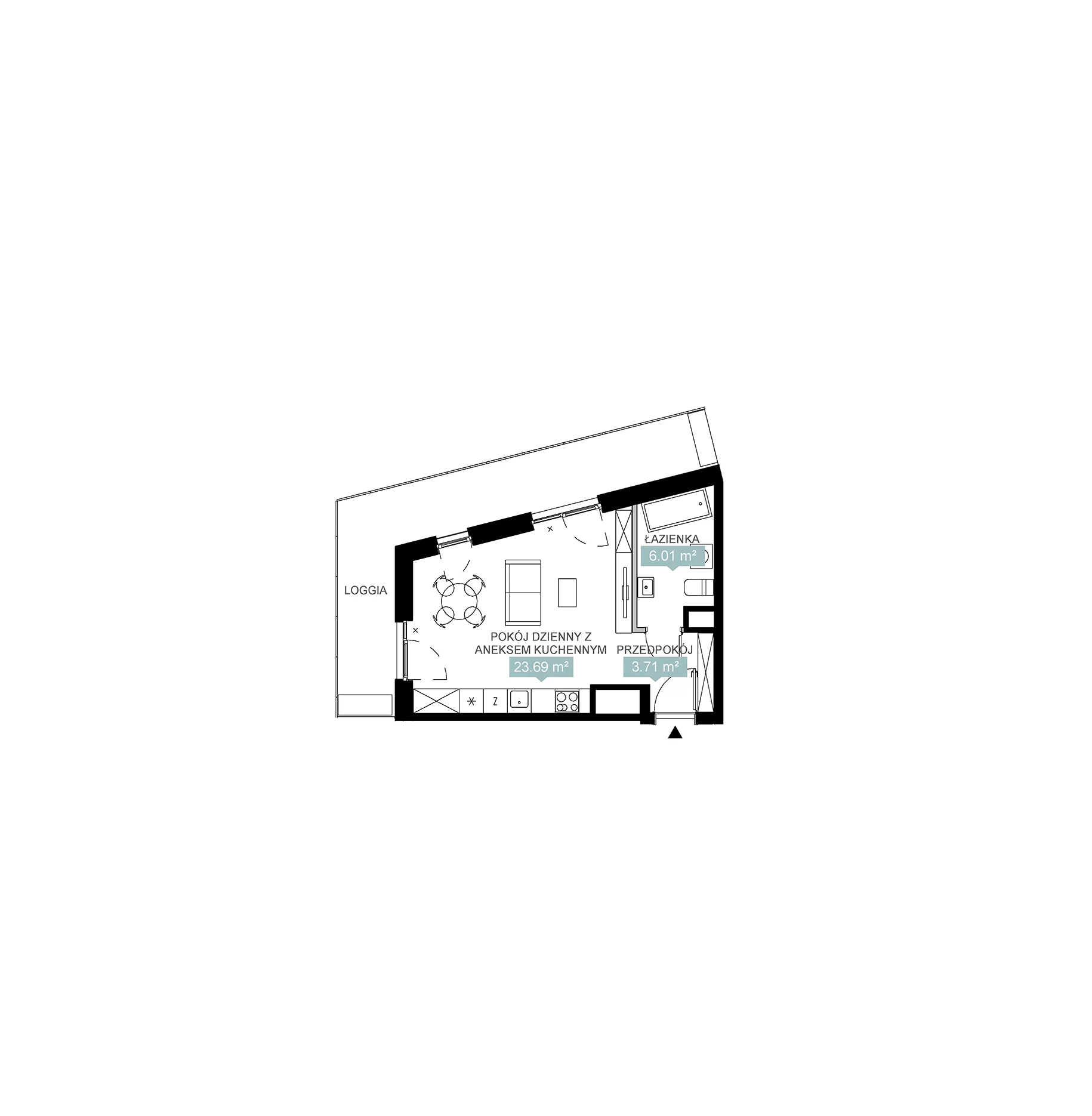 1 pokój, mieszkanie 33,41 m², piętro 10, oferta nr A1 68, Mikato, Katowice, Śródmieście, Bogucice, ul. Piotra Skargi 1