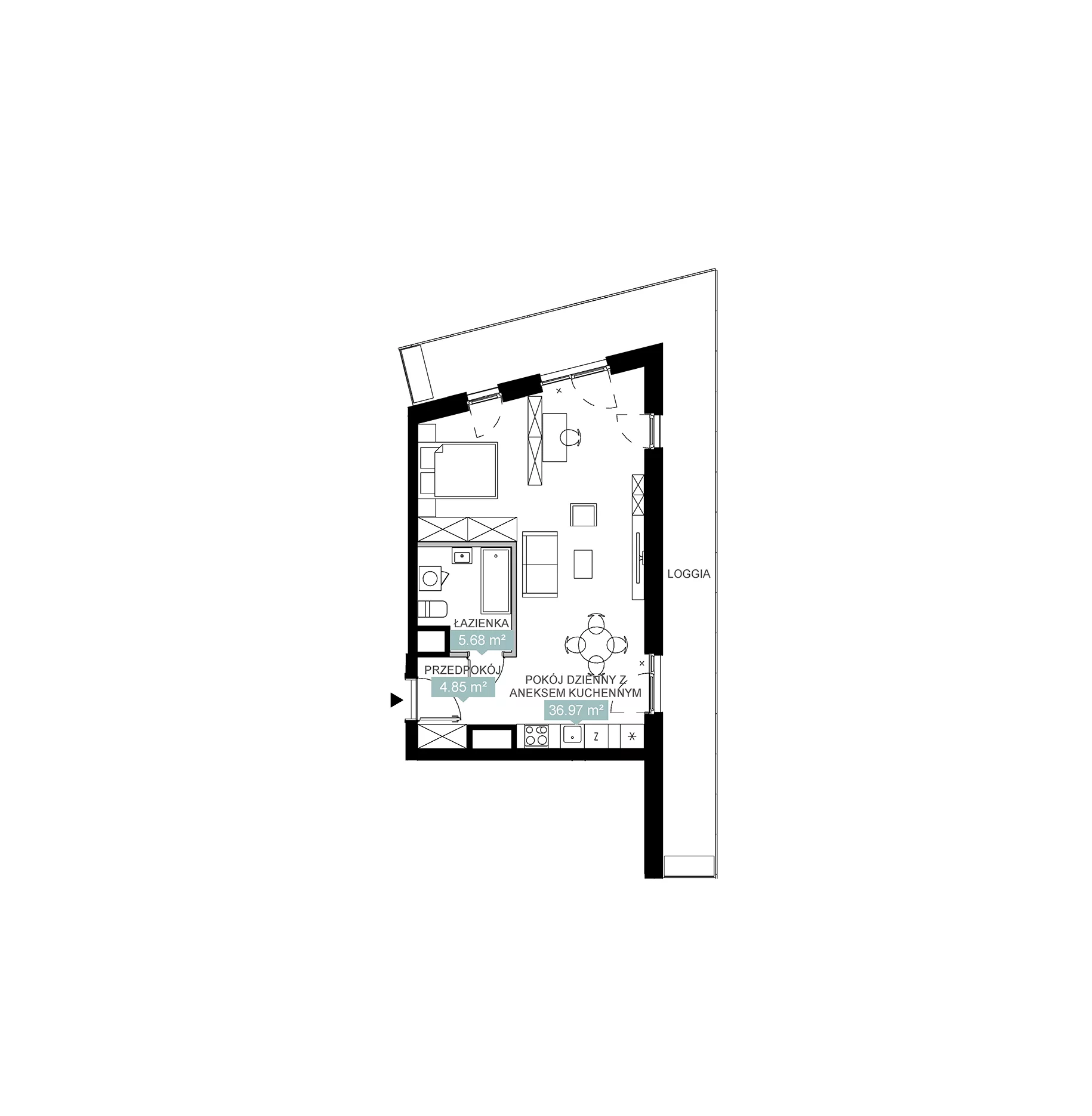 2 pokoje, mieszkanie 47,50 m², piętro 10, oferta nr A1 69, Mikato, Katowice, Śródmieście, Bogucice, ul. Piotra Skargi 1