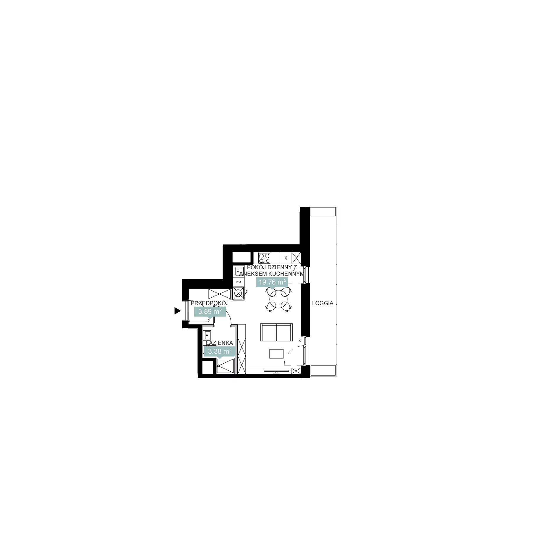 1 pokój, mieszkanie 27,03 m², piętro 11, oferta nr A1 70, Mikato, Katowice, Śródmieście, Bogucice, ul. Piotra Skargi 1