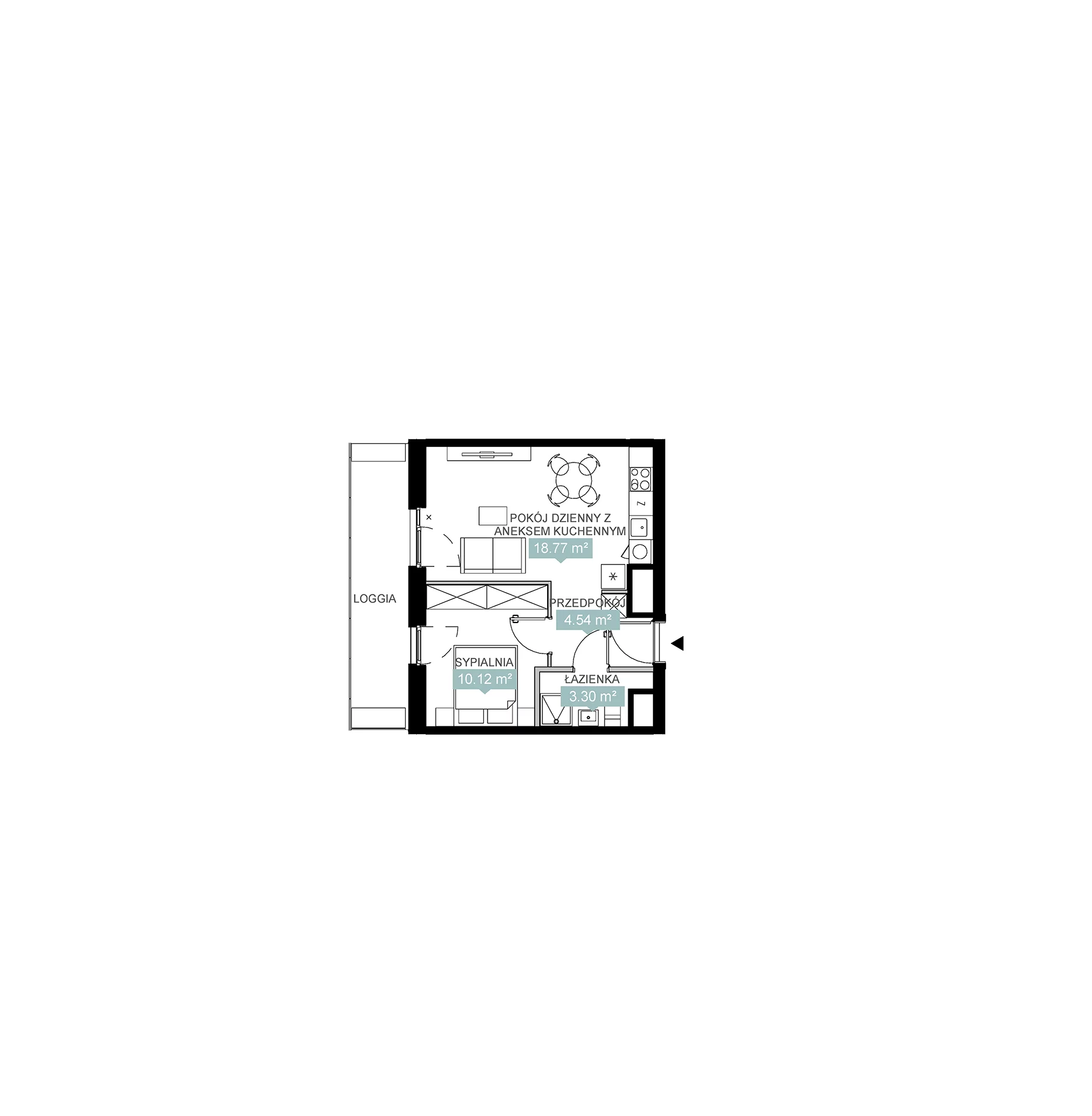 2 pokoje, mieszkanie 36,74 m², piętro 11, oferta nr A1 73, Mikato, Katowice, Śródmieście, Bogucice, ul. Piotra Skargi 1