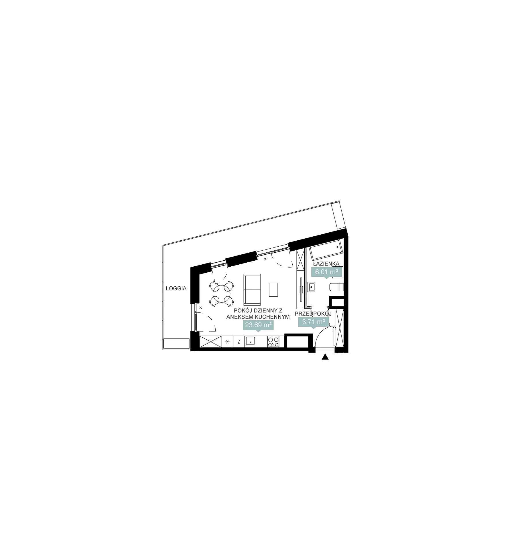 1 pokój, mieszkanie 33,41 m², piętro 11, oferta nr A1 75, Mikato, Katowice, Śródmieście, Bogucice, ul. Piotra Skargi 1